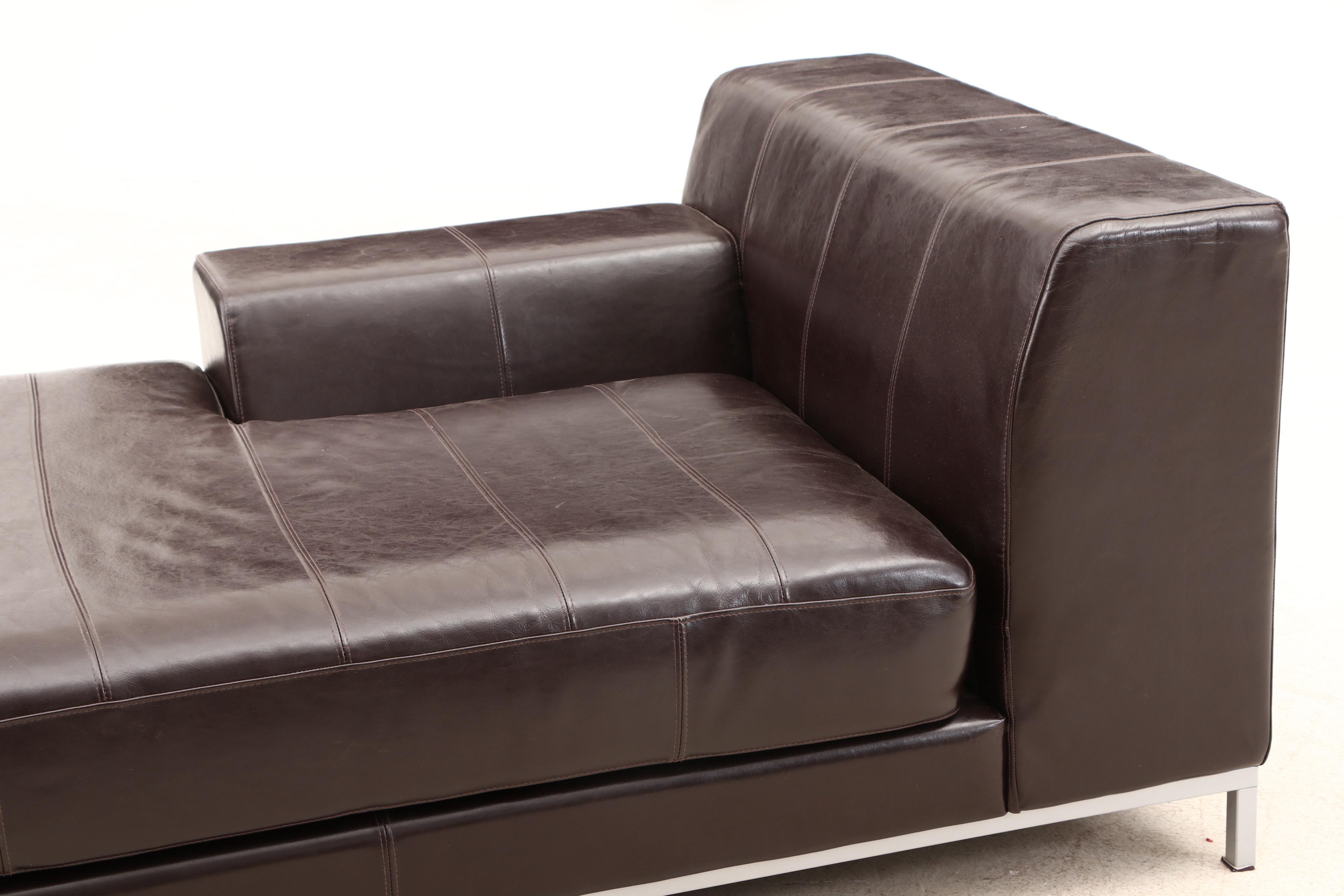 Modernist "Kramfors" Leather Chaise Lounge by IKEA