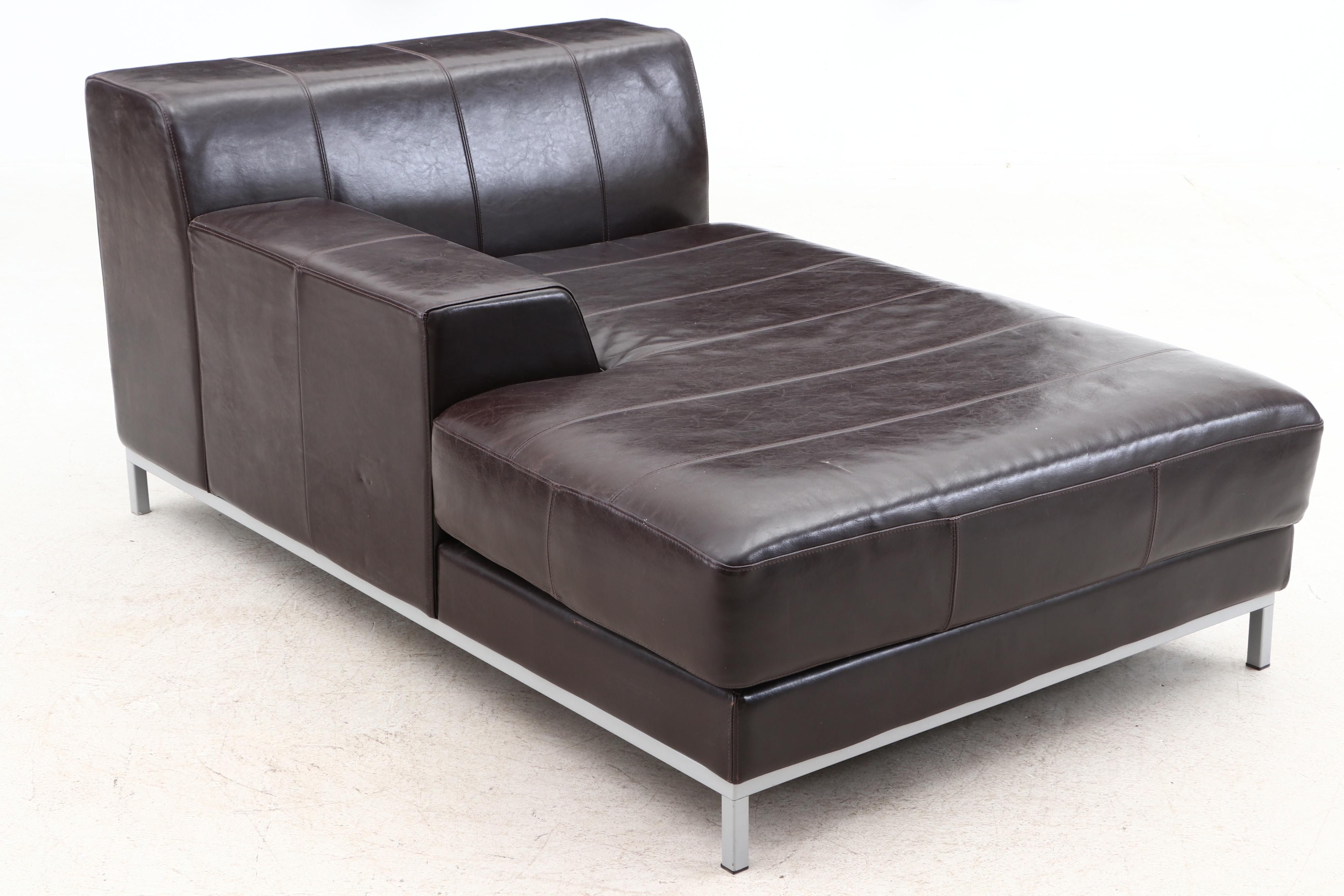 Modernist "Kramfors" Leather Chaise Lounge by IKEA