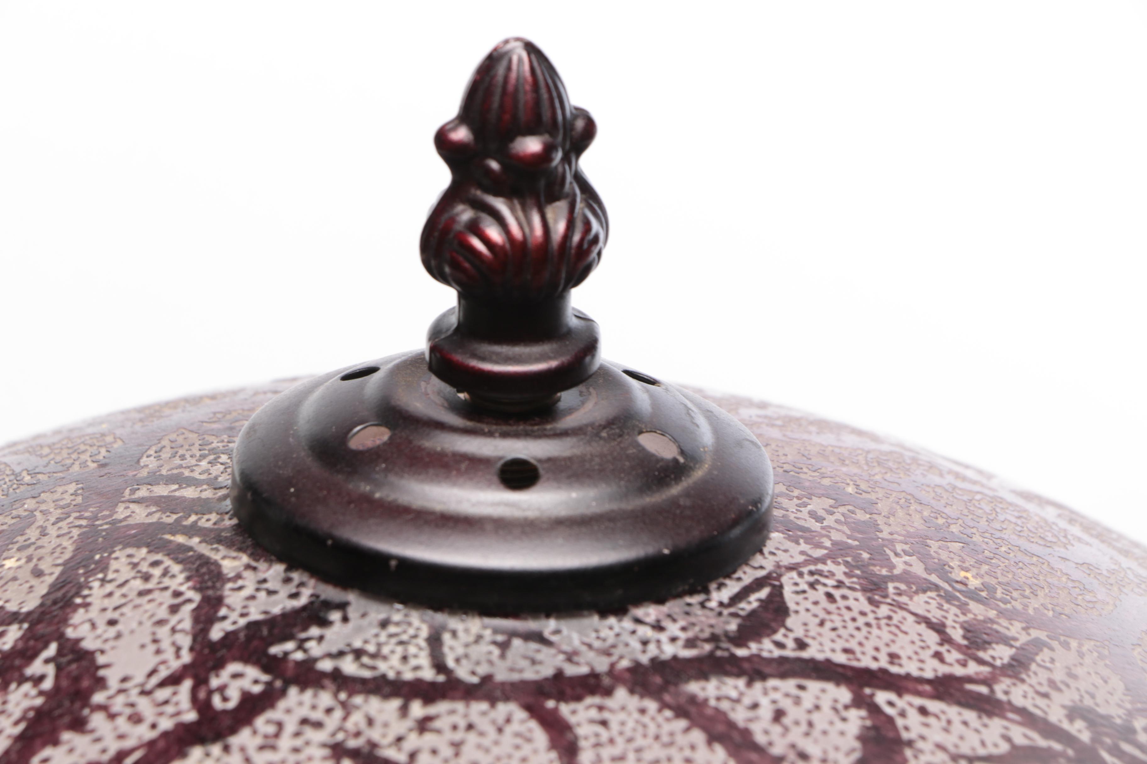 Art Nouveau Style Table Lamp with Bead Embellished Shade