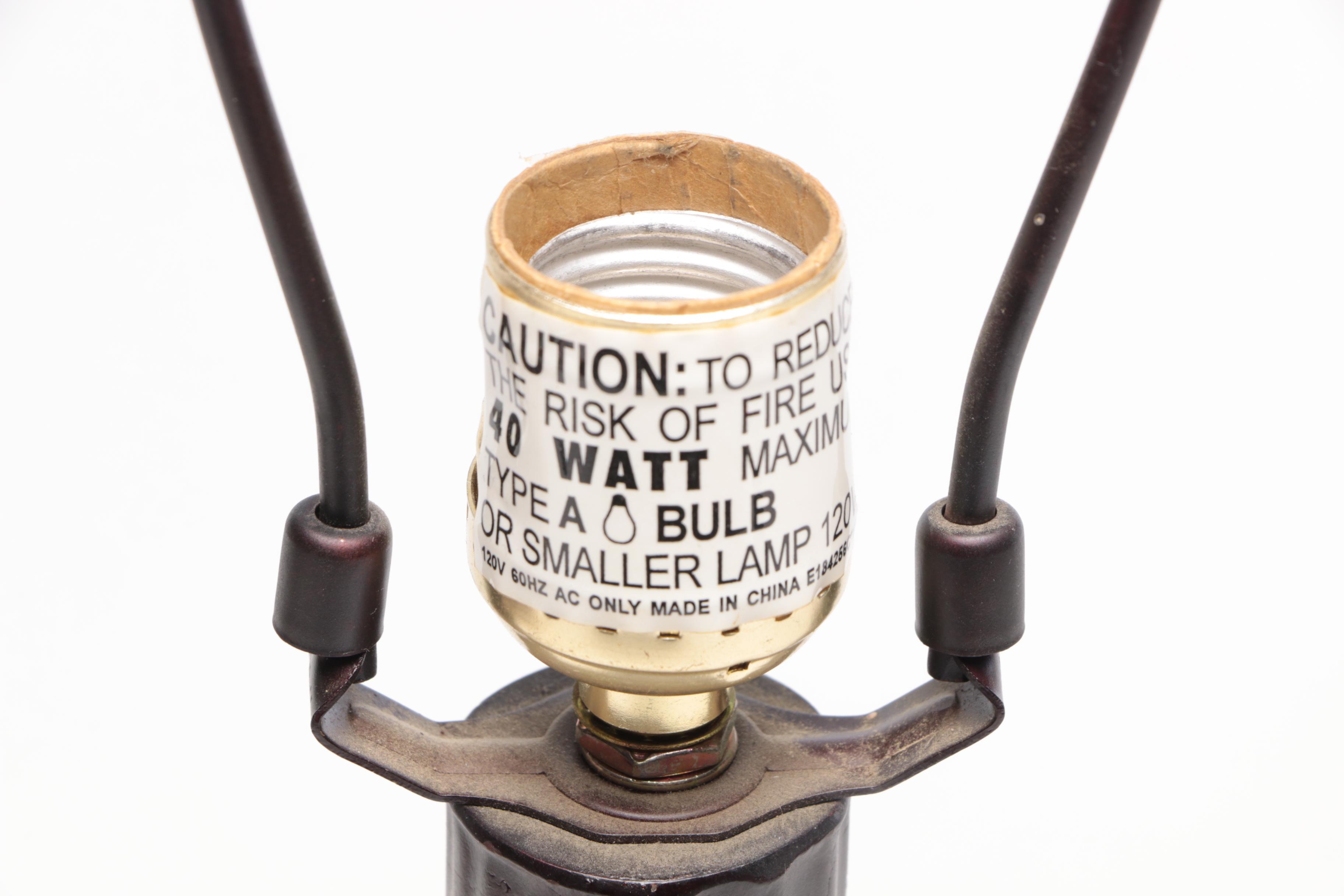 Art Nouveau Style Table Lamp with Bead Embellished Shade