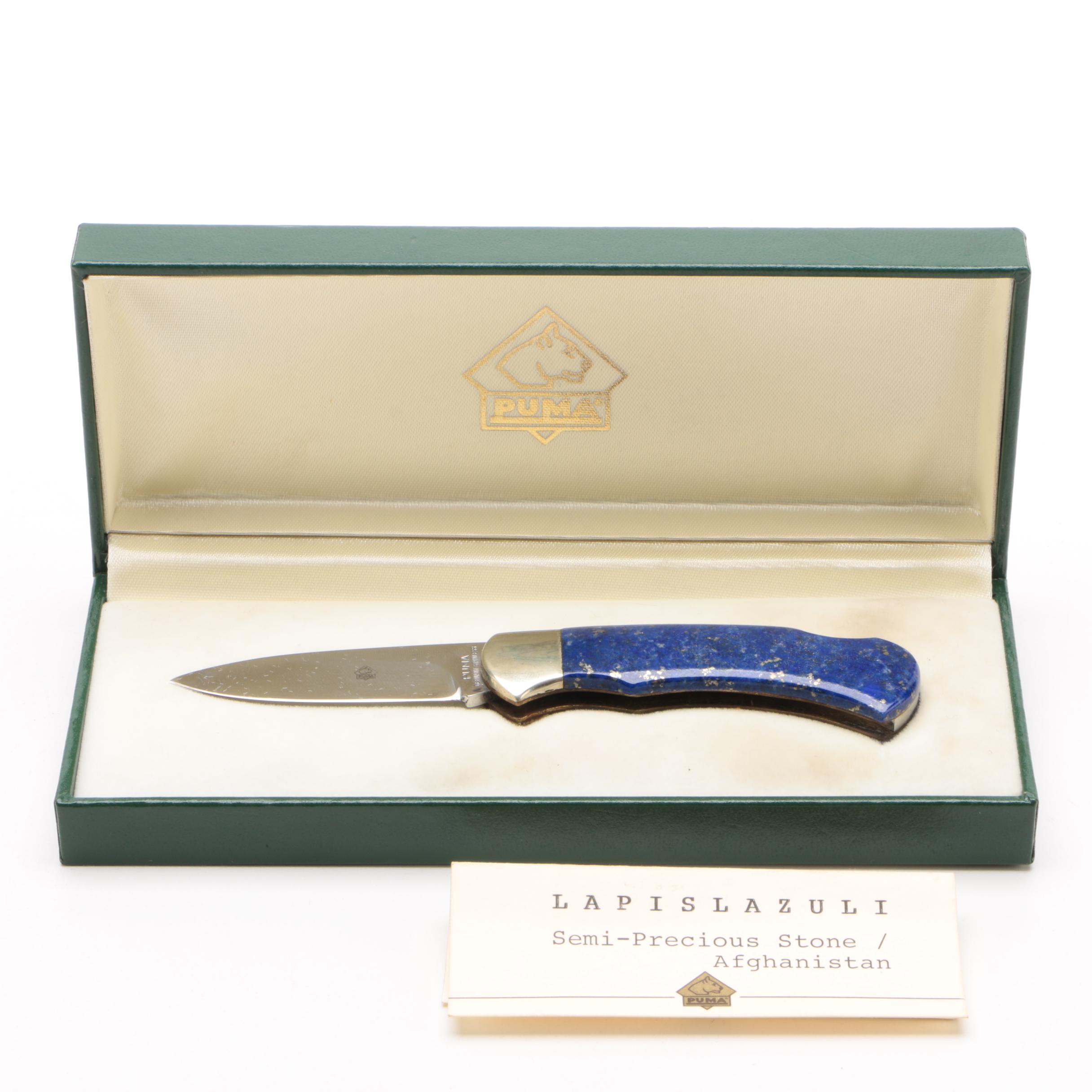 Puma Folding Pocket Knife with Lapis Lazuli Handle