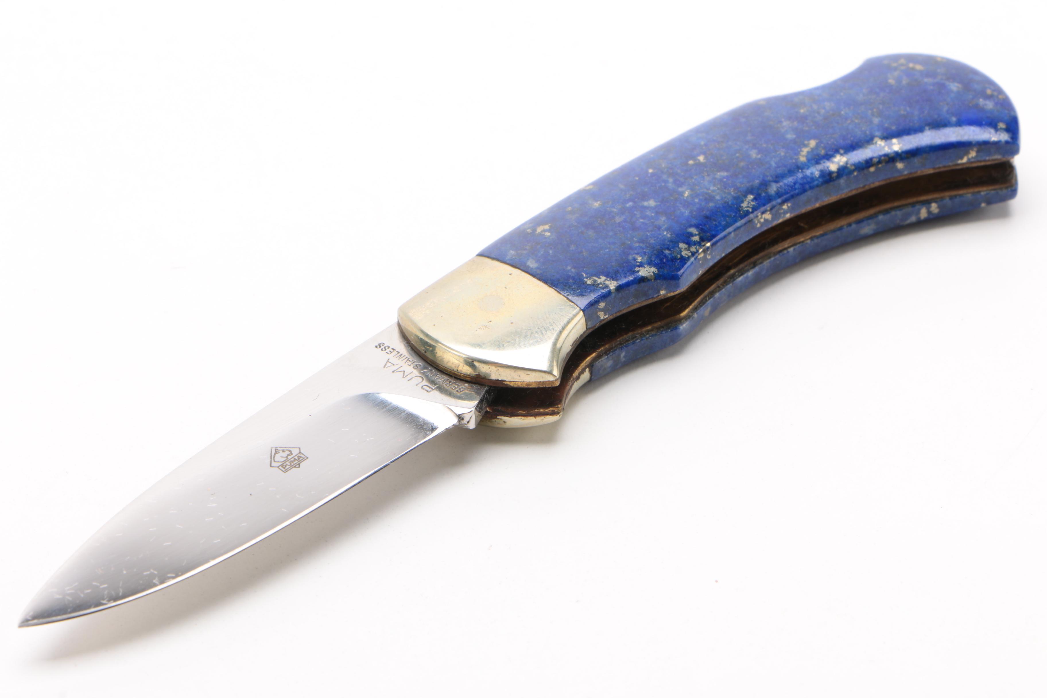 Puma Folding Pocket Knife with Lapis Lazuli Handle