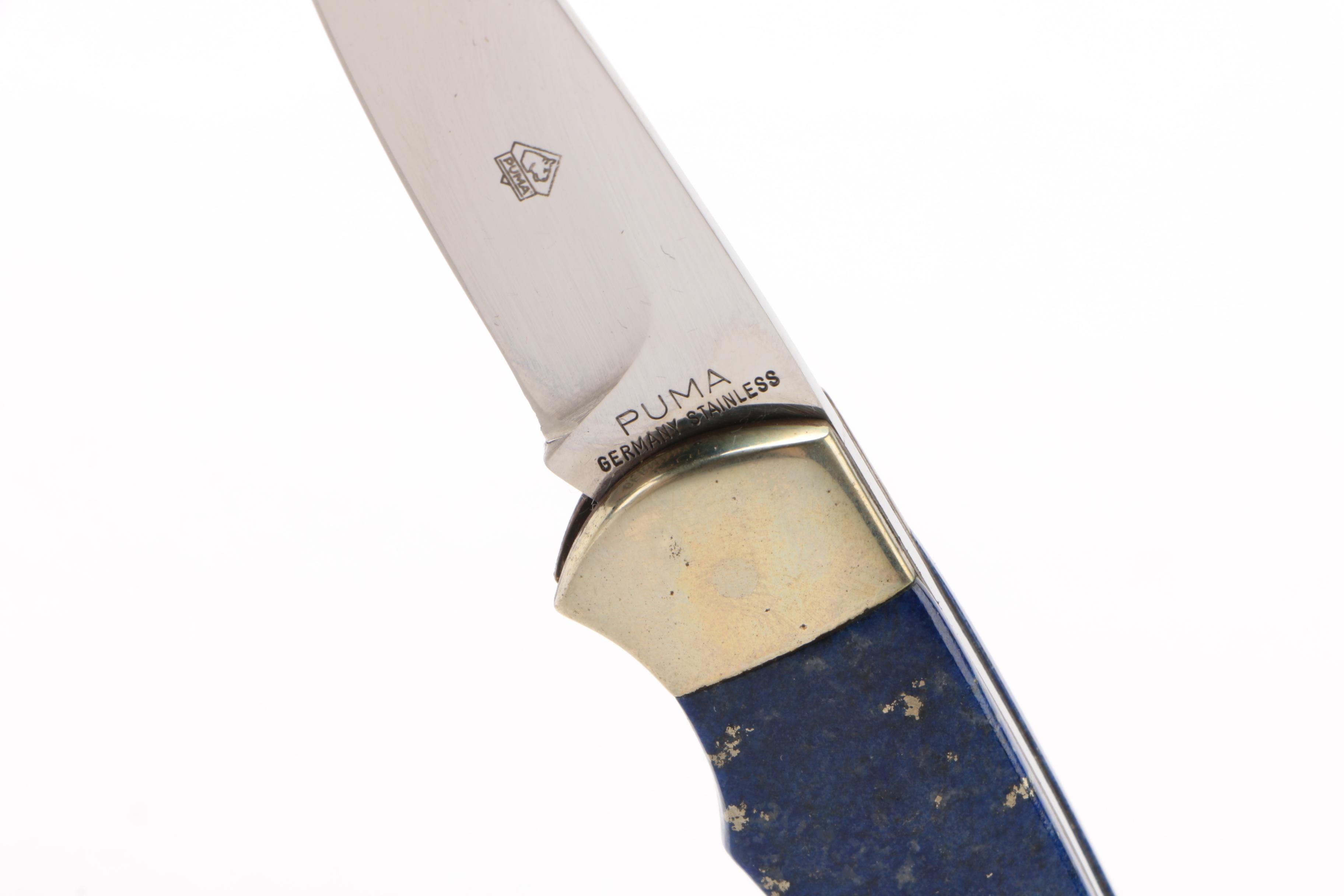 Puma Folding Pocket Knife with Lapis Lazuli Handle