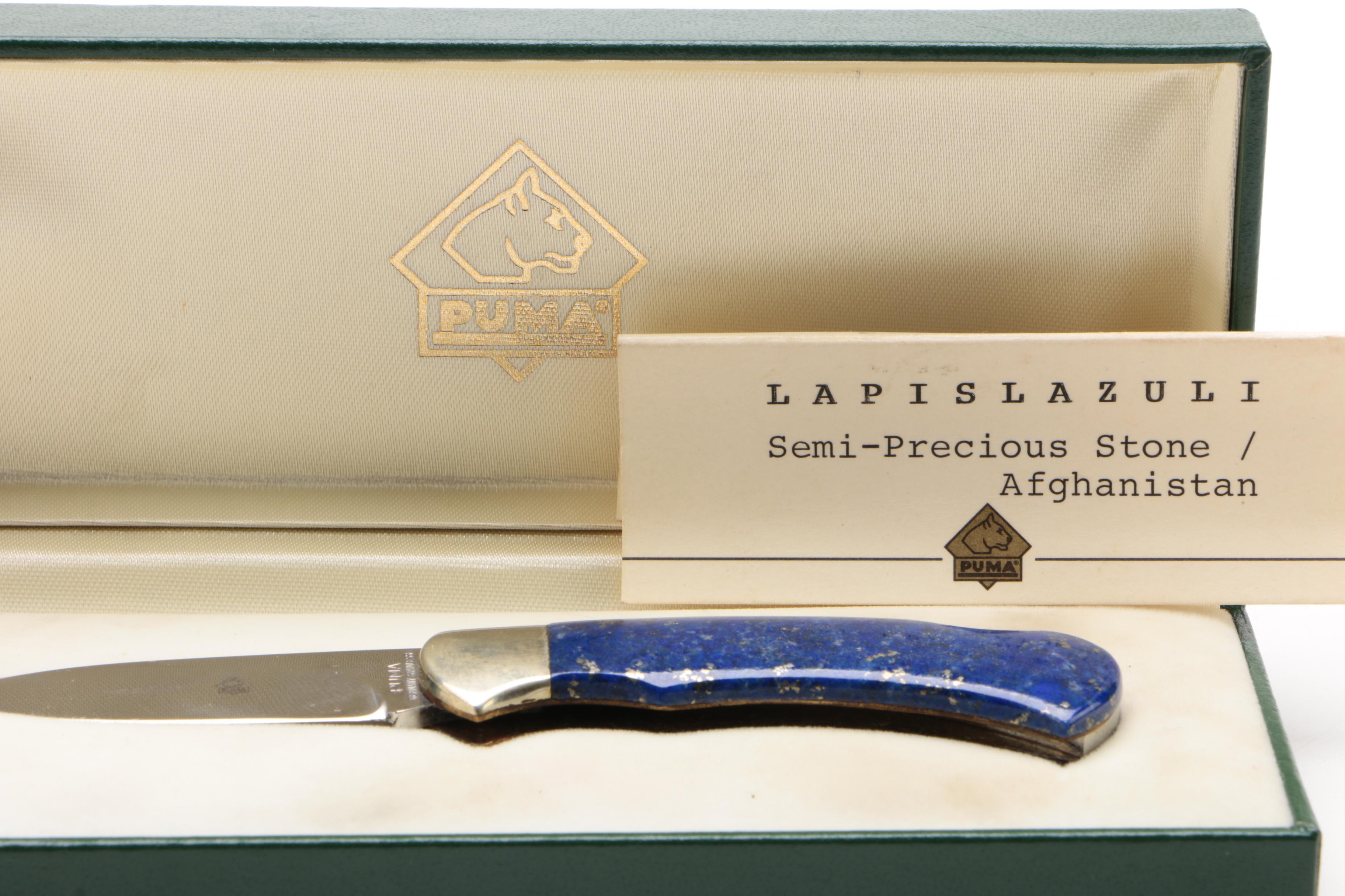 Puma Folding Pocket Knife with Lapis Lazuli Handle