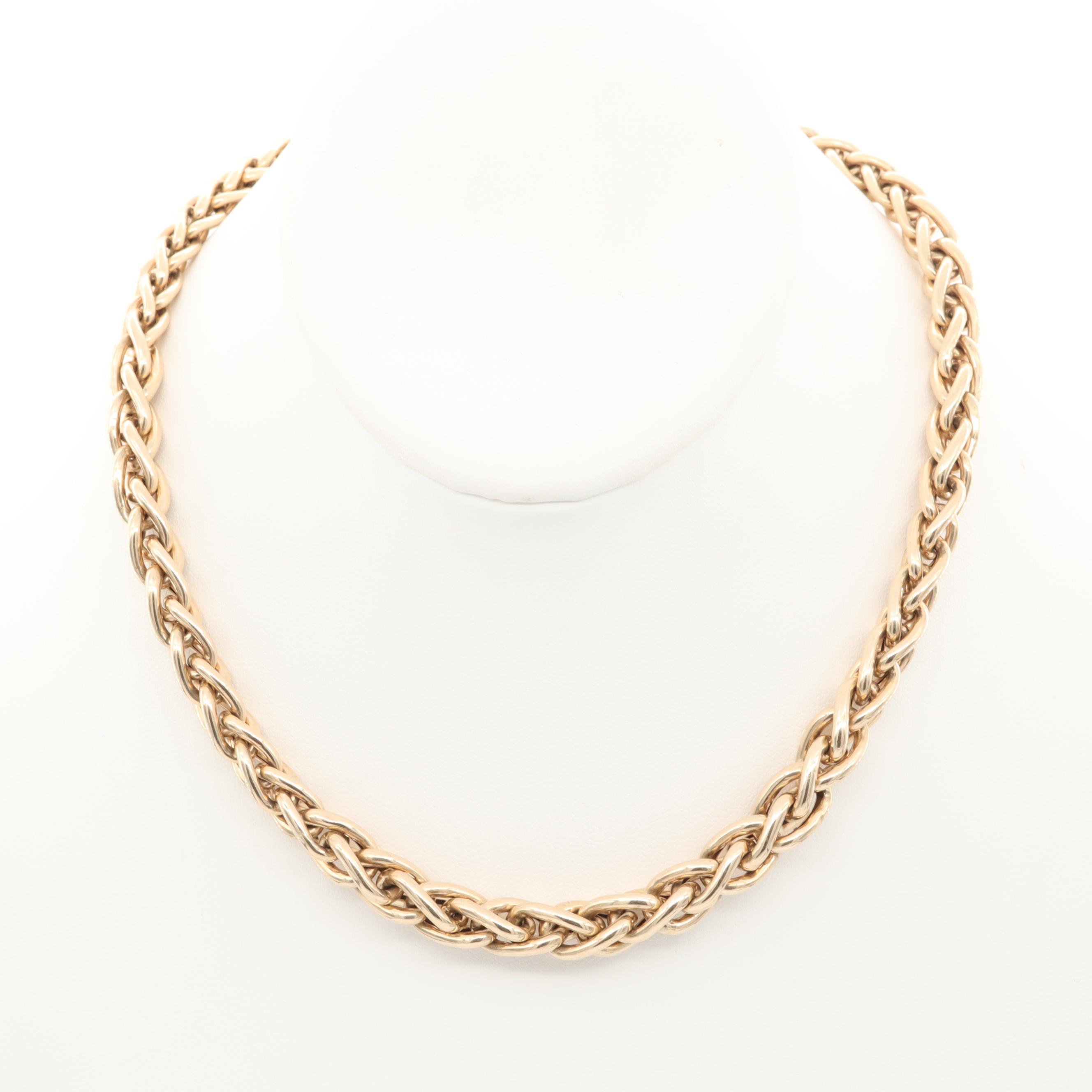 14K Yellow Gold Wheat Chain Necklace