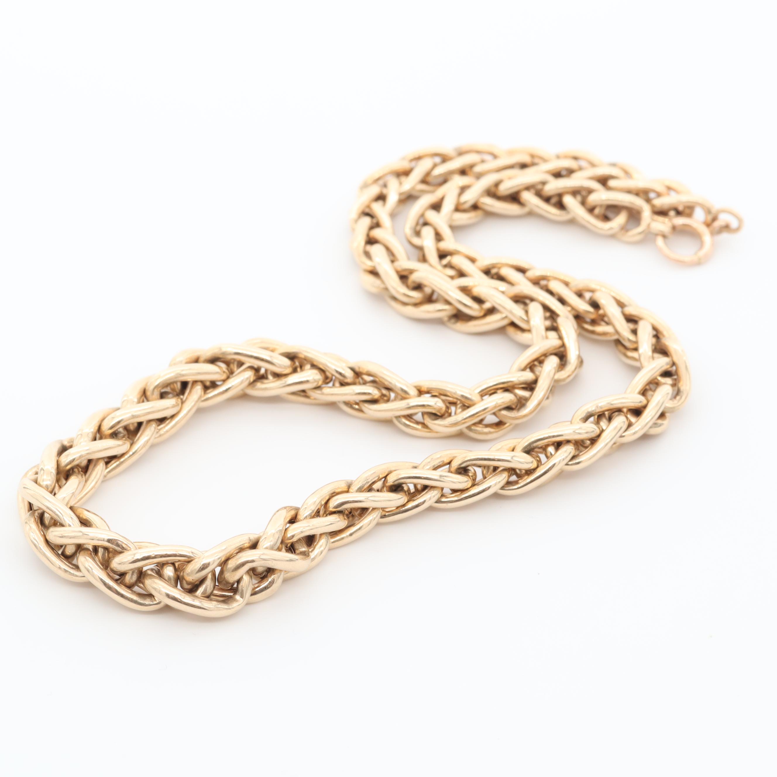 14K Yellow Gold Wheat Chain Necklace