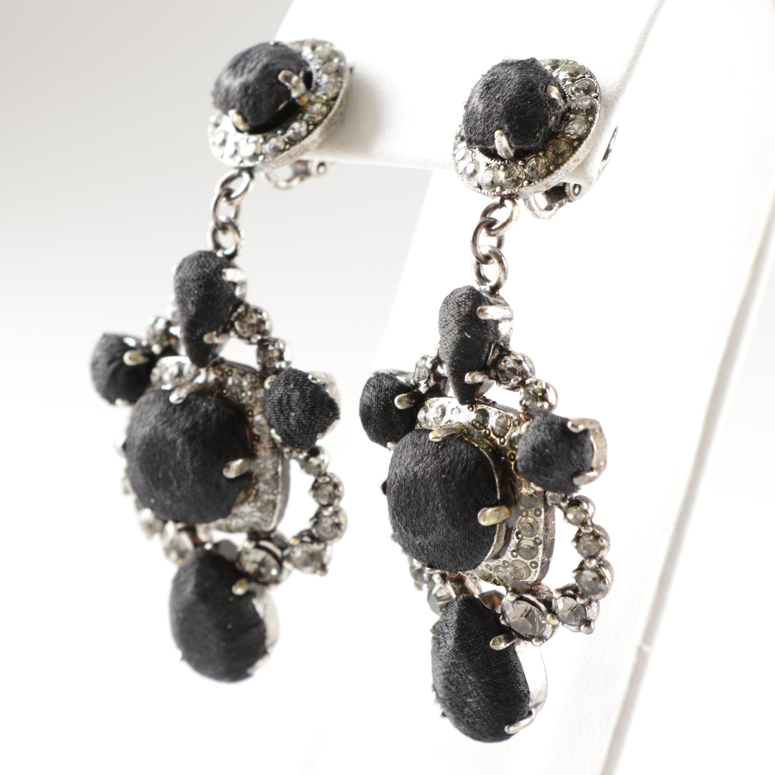Lanvin Satin Cabochon Drop Earrings
