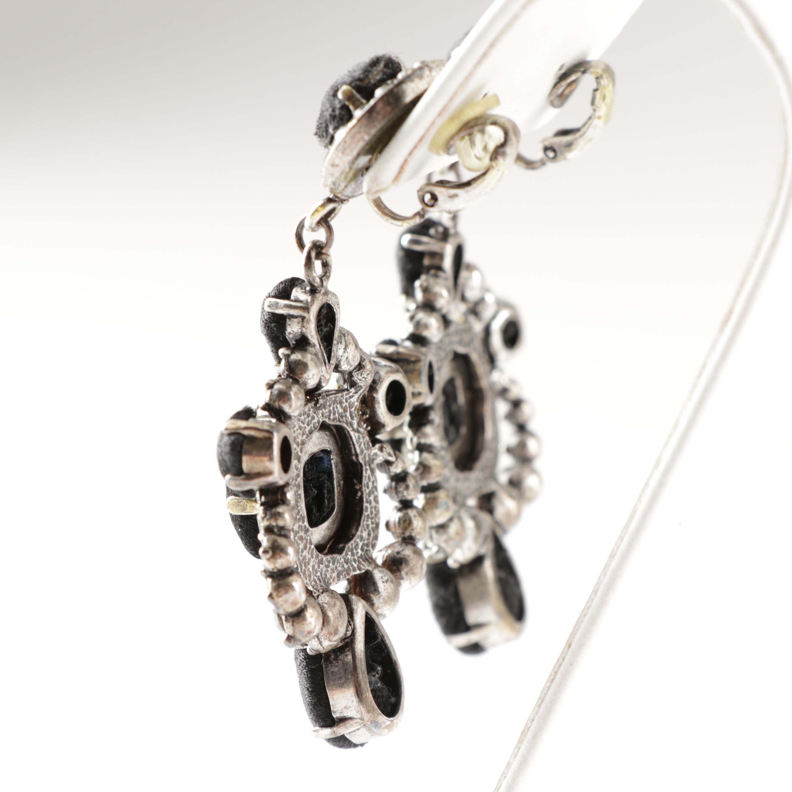 Lanvin Satin Cabochon Drop Earrings