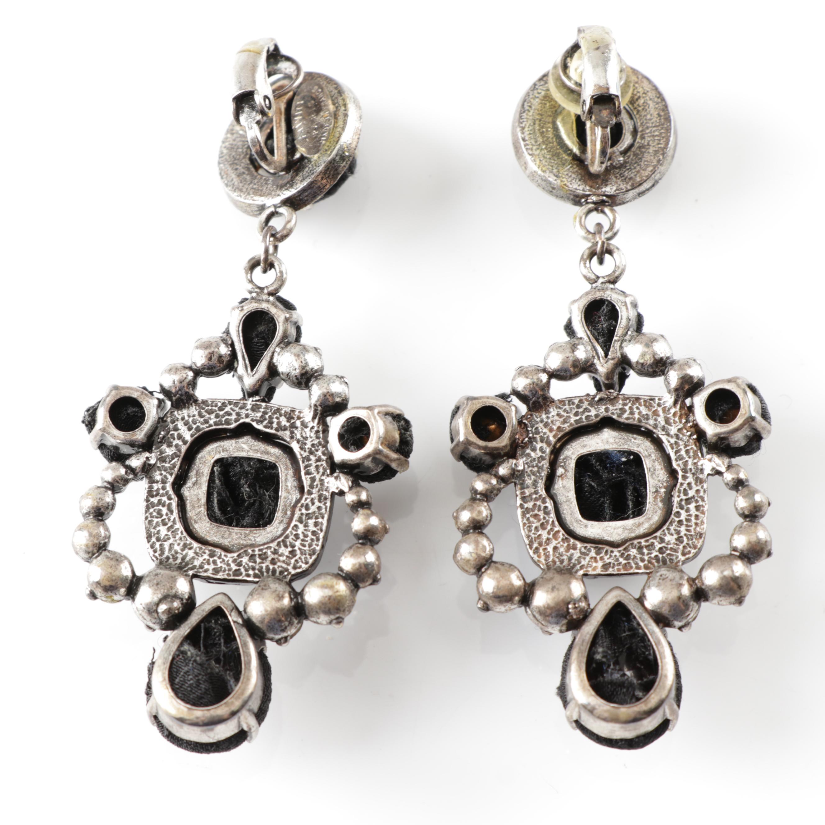 Lanvin Satin Cabochon Drop Earrings