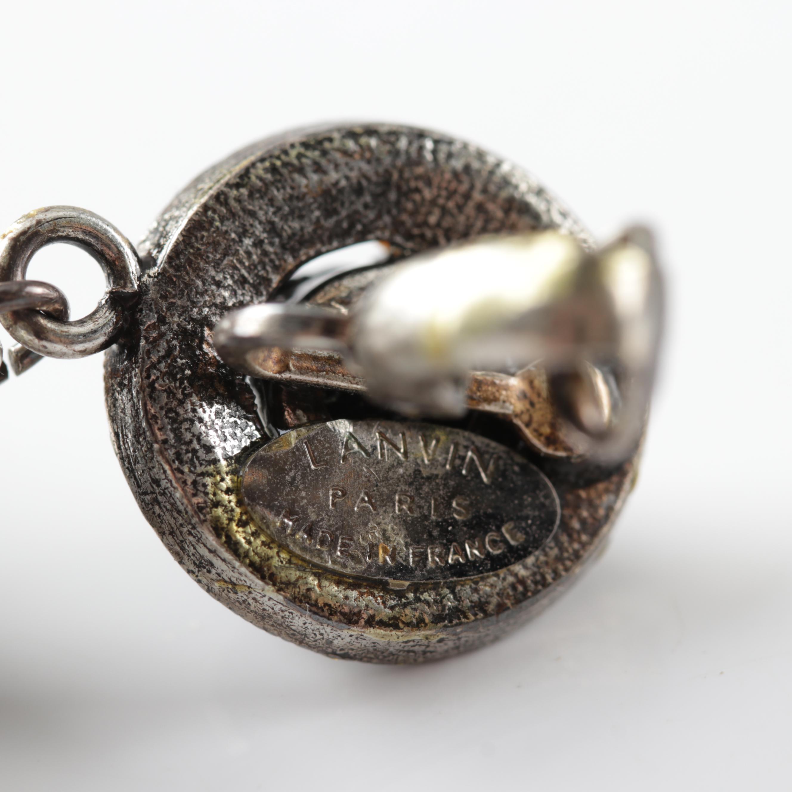 Lanvin Satin Cabochon Drop Earrings