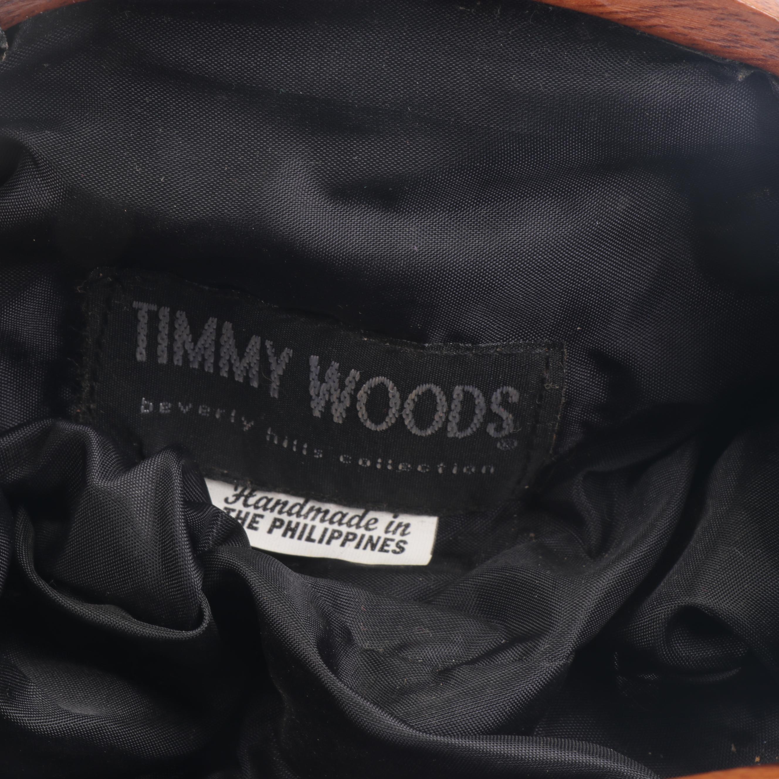 Timmy Woods Beverly Hills Carved Wooden Fish Box Purse
