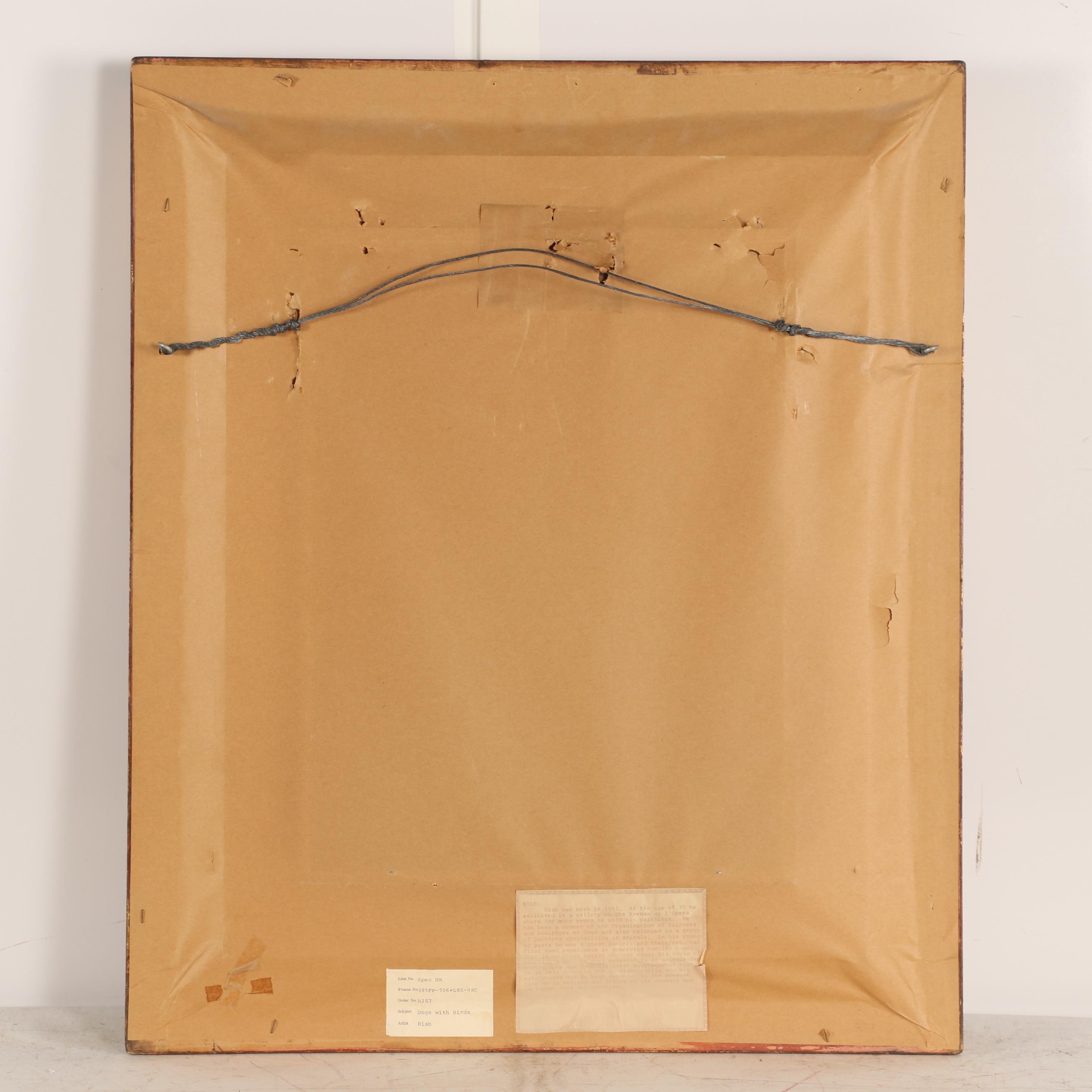 Boris Riab Watercolor Painting of Dog with Bird