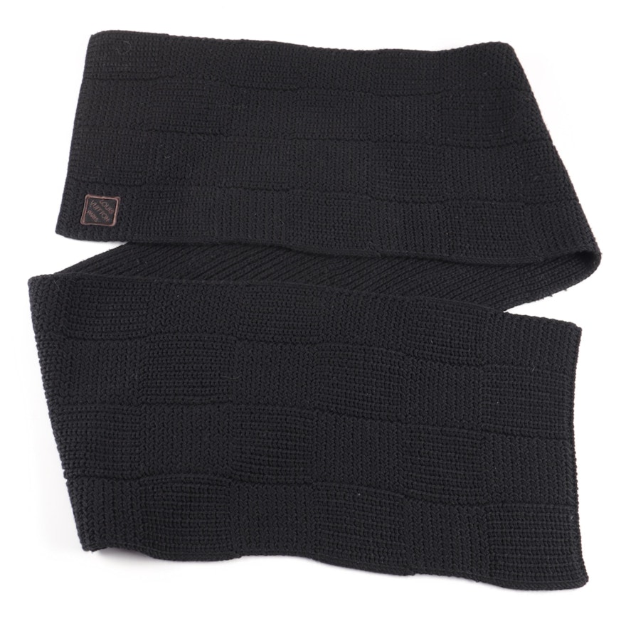 Louis Vuitton Paris Black Wool Knit Wrap