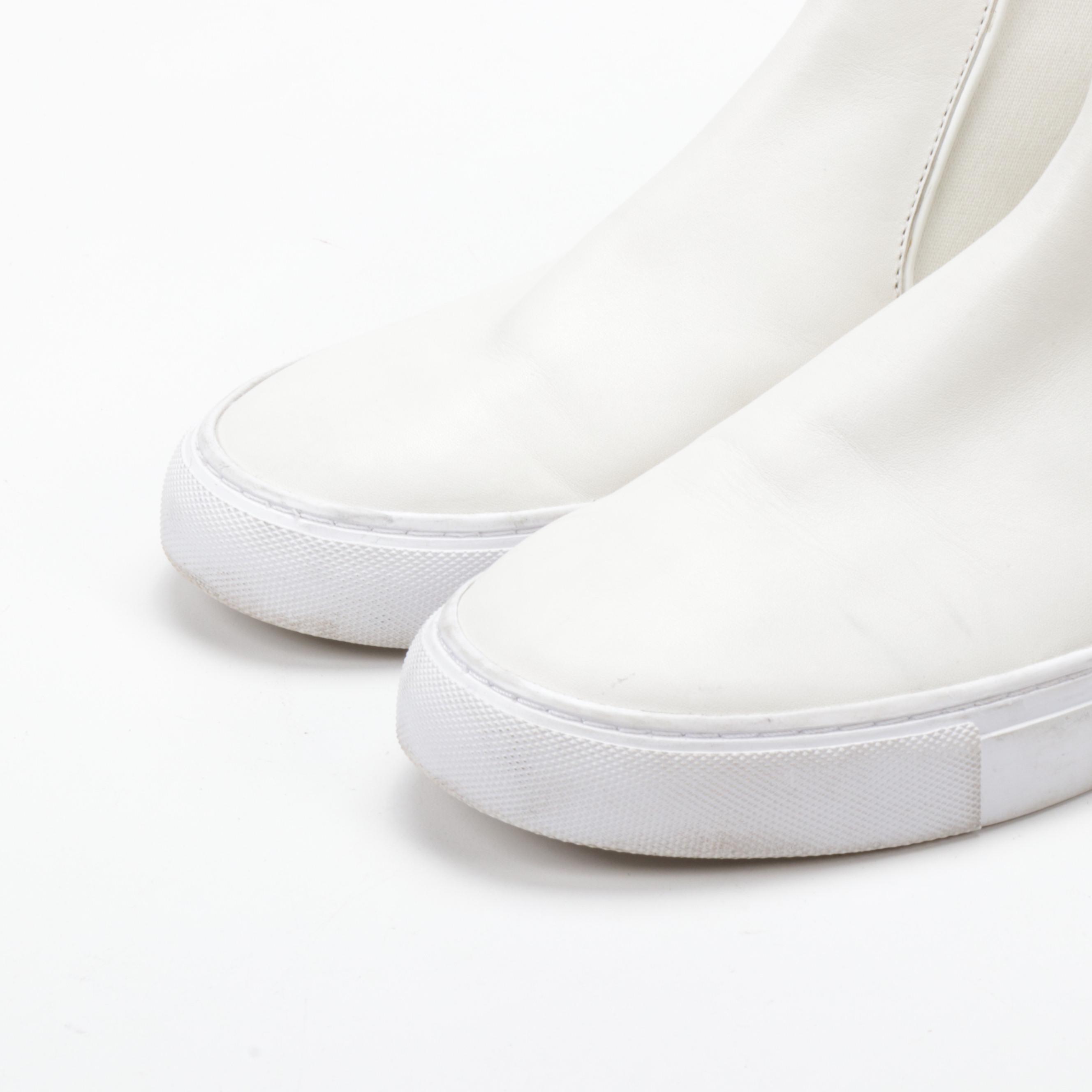 Tory Burch White Leather Laser Cut High-Top Slip-On Sneakers
