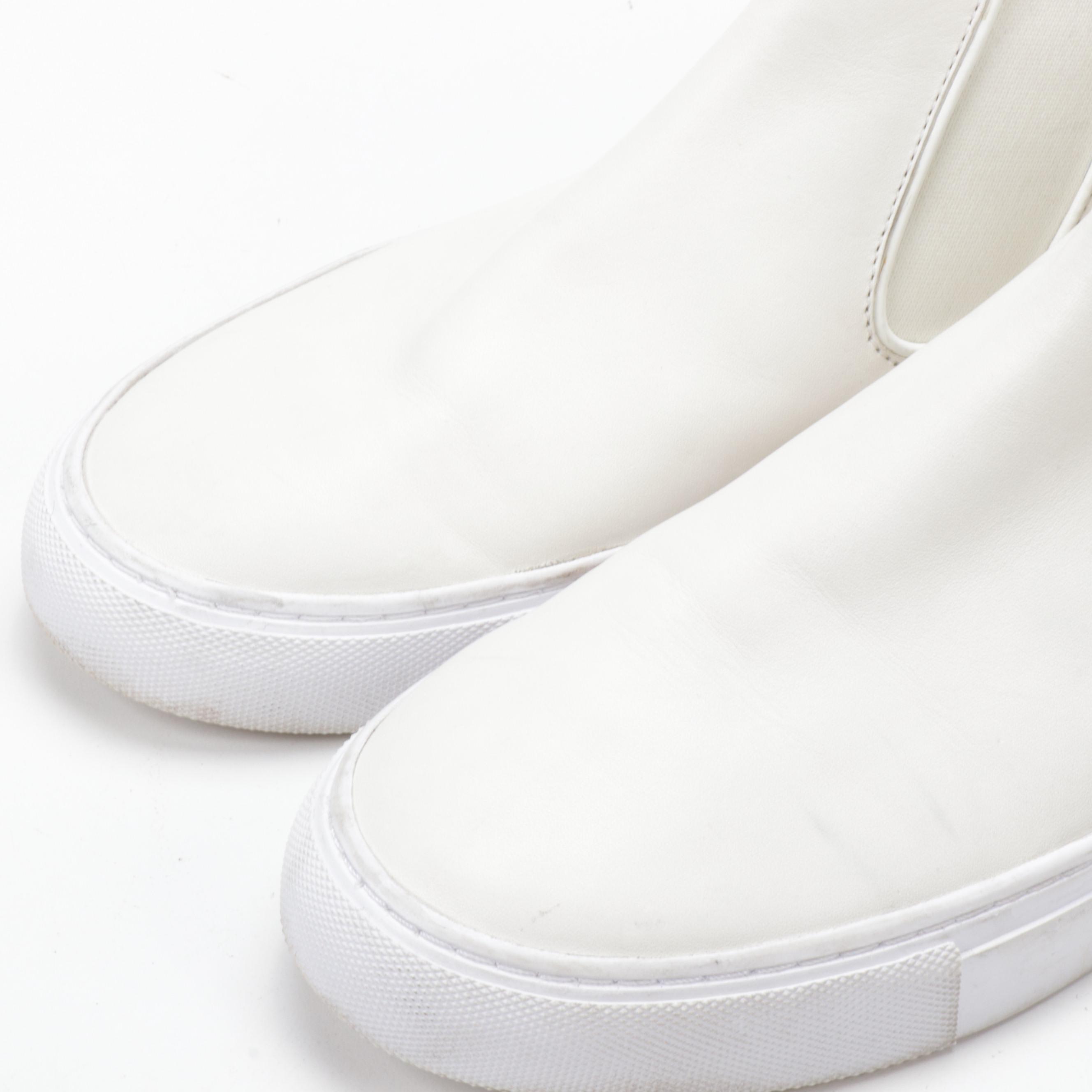 Tory Burch White Leather Laser Cut High-Top Slip-On Sneakers