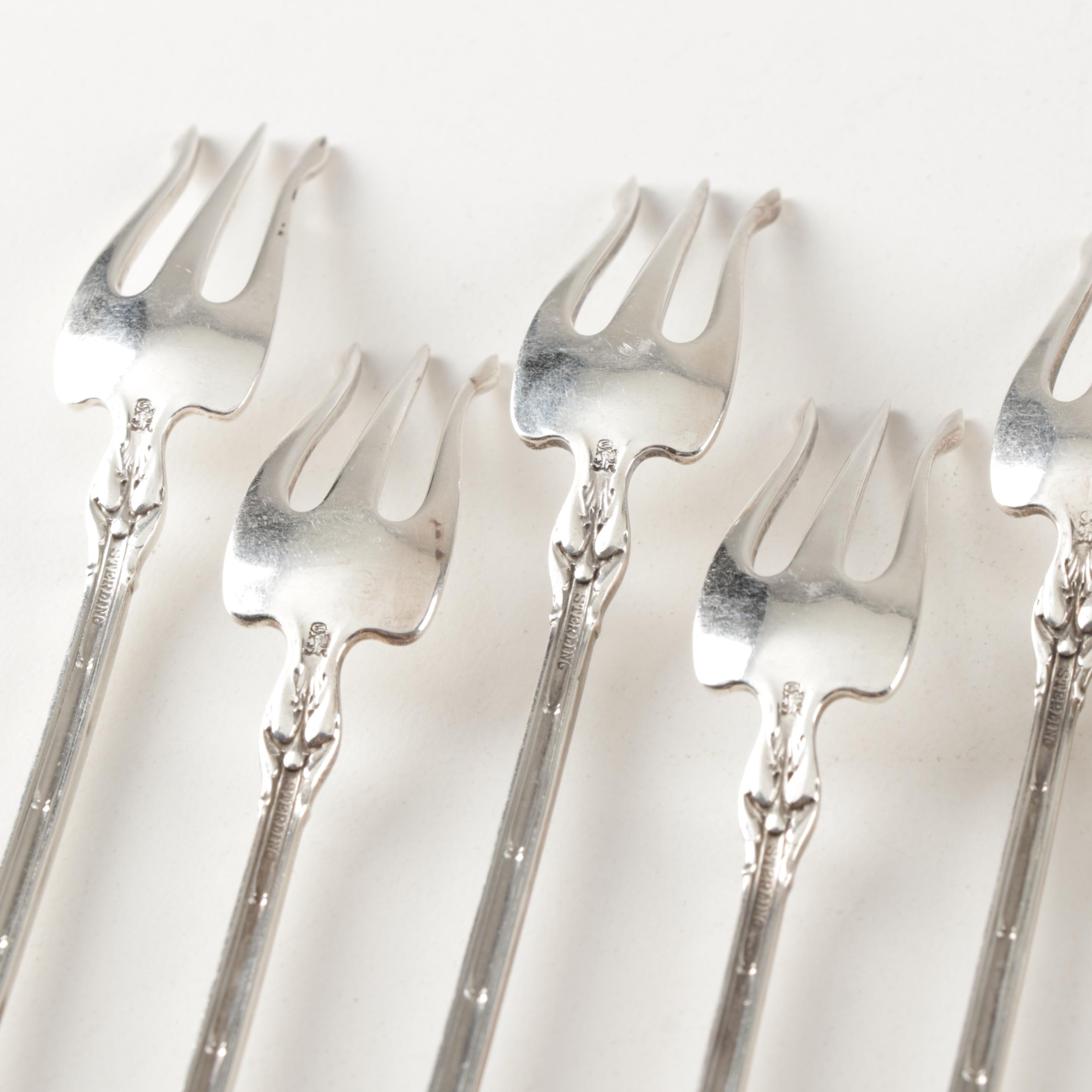 Whiting Division Sterling Silver "Duke of York" Oyster Forks, Circa 1900