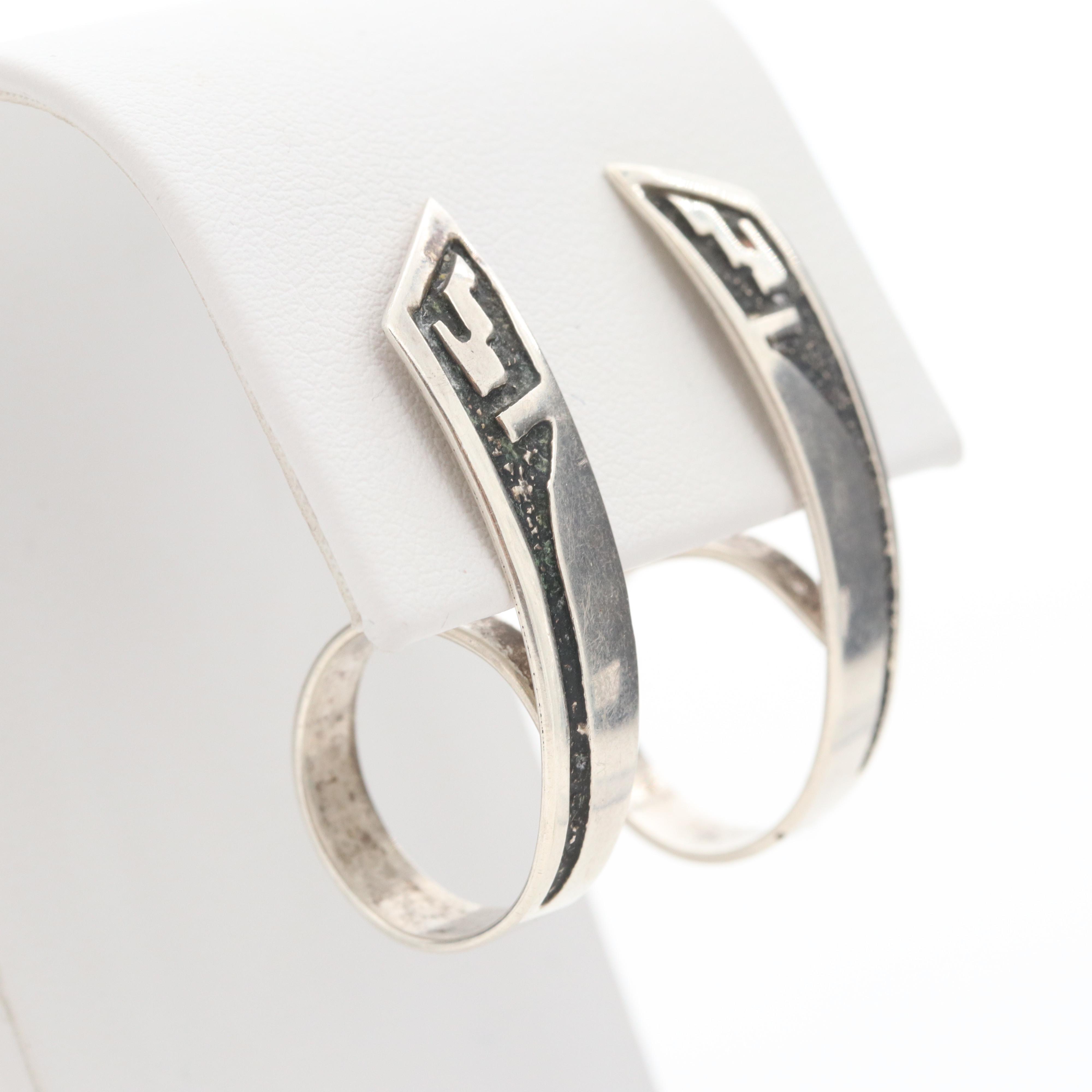 Sterling Silver Converter Brooch and Earrings Feat. L. Guerro Navajo Diné