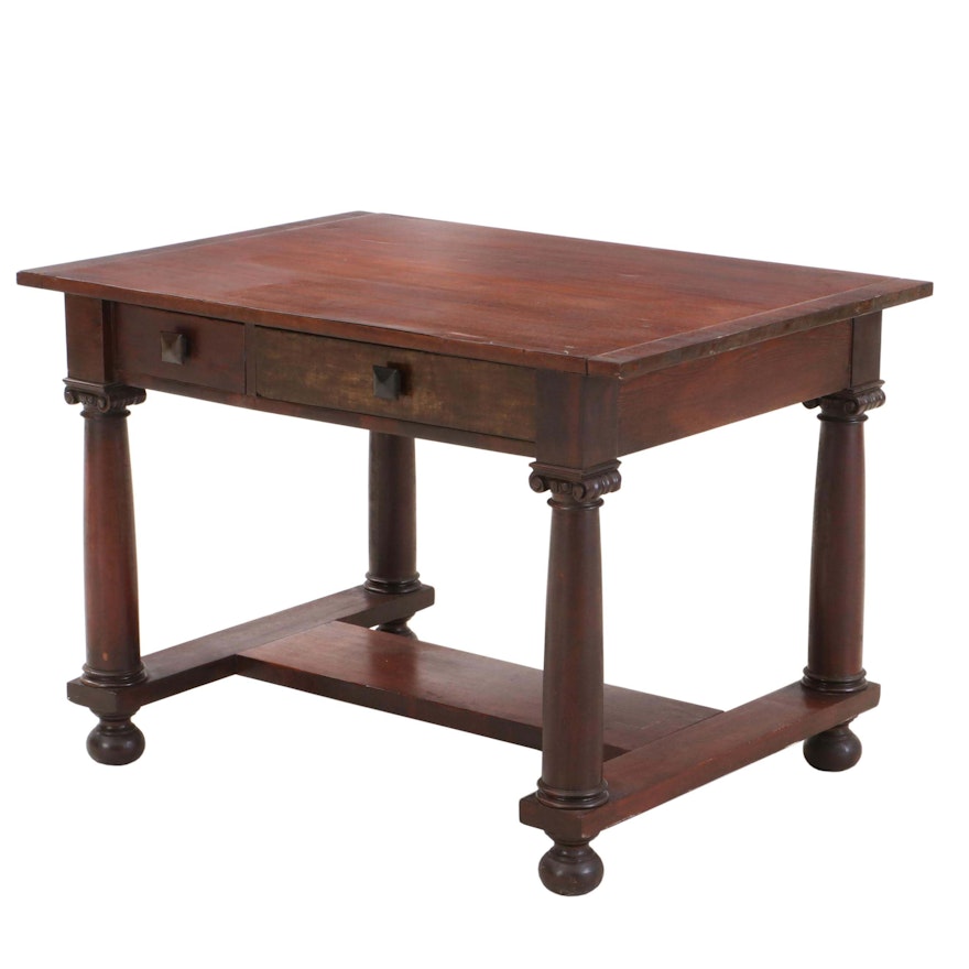 Robert Mitchell Mahogany Library Table, Late 19th to Early 20th Century