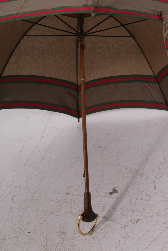 Gucci Canvas Umbrella with Wood Handle