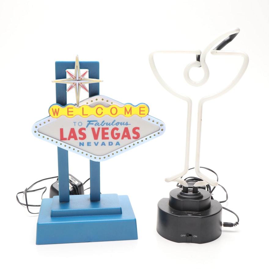 Novelty Las Vegas and Martini Lamps, Late 20th Century