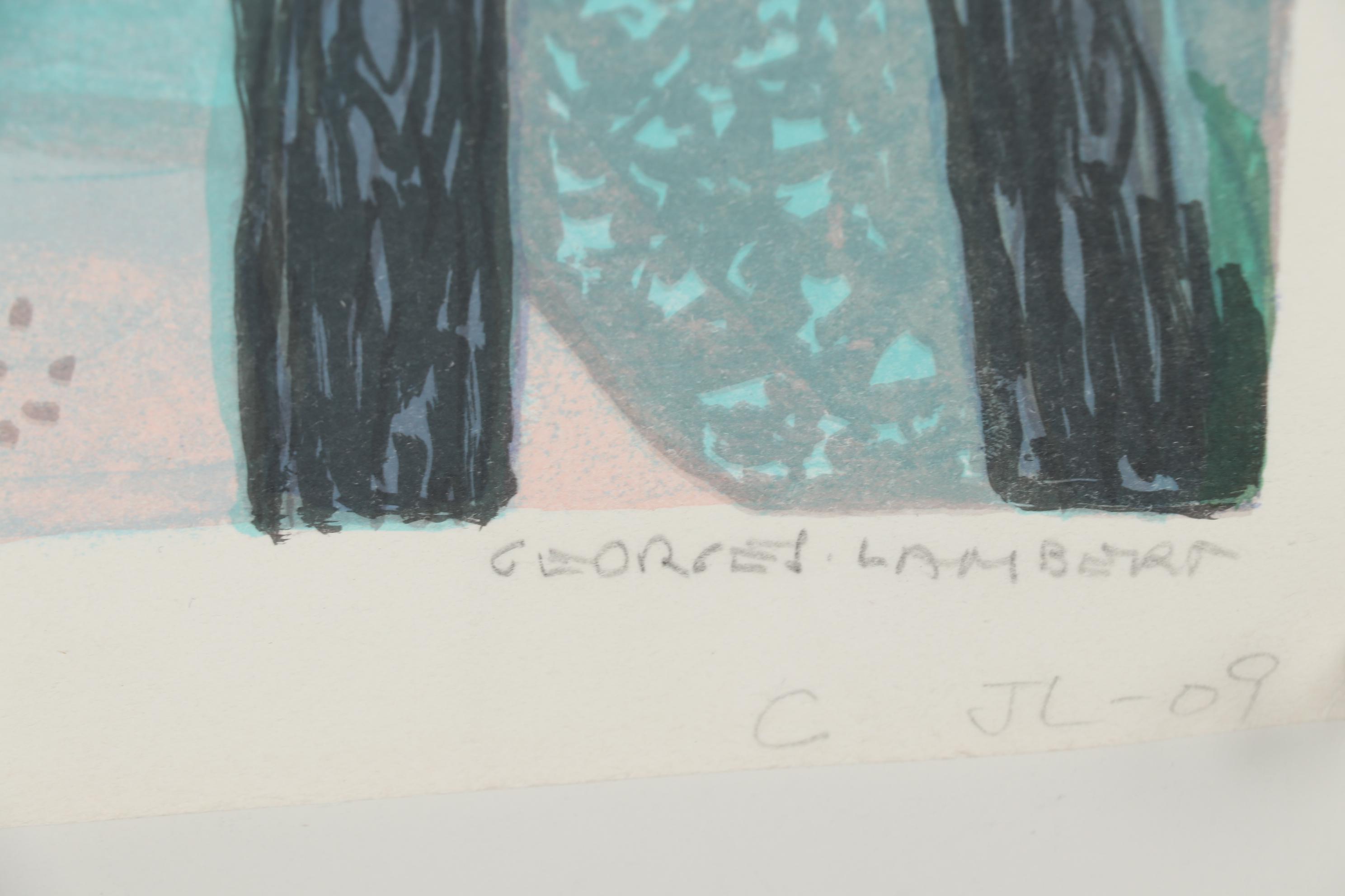 Georges Lambert Color Lithograph "Abbaye de Jumièges"