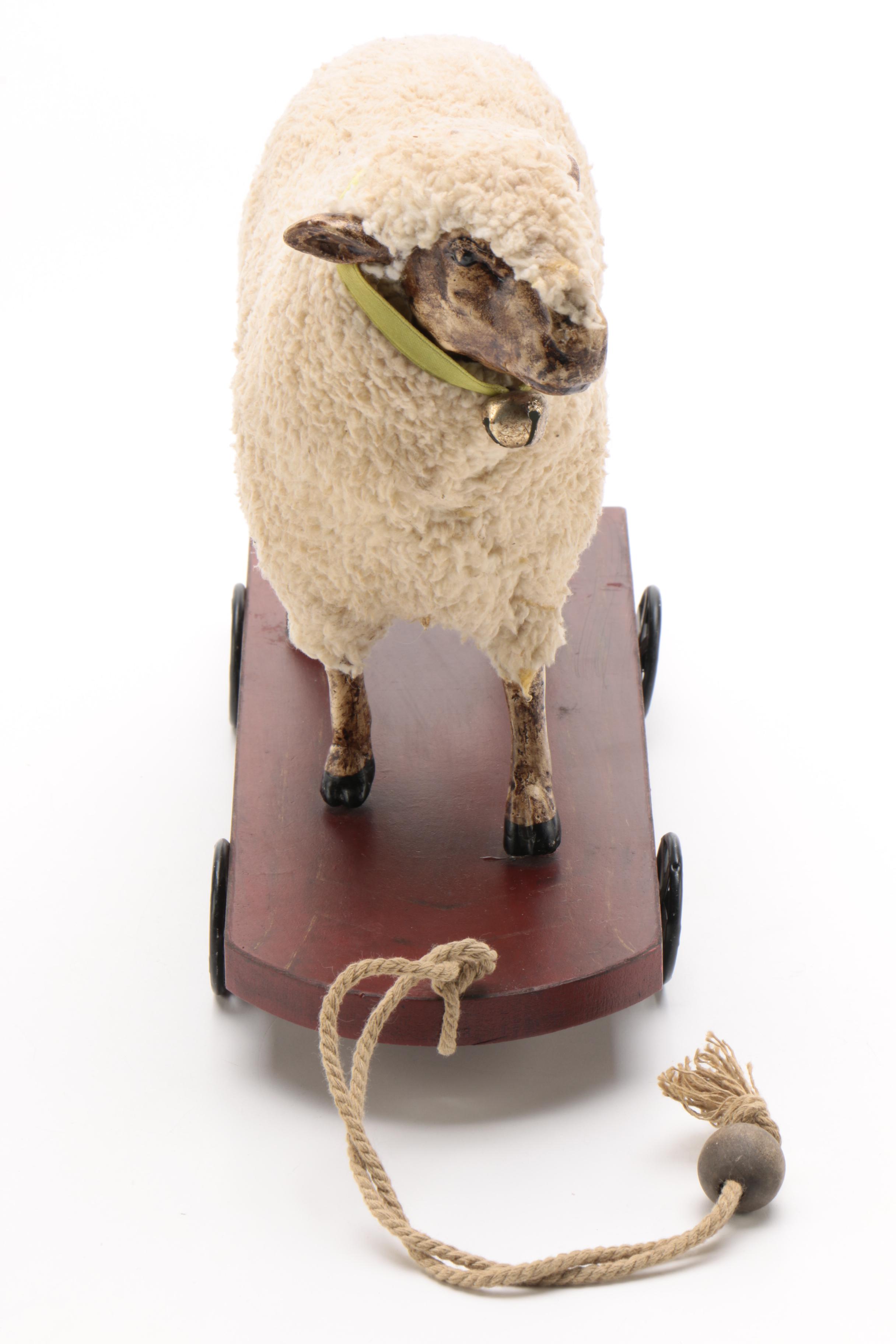 Ragon House Collection Plush Sheep Decorative Pull Toy