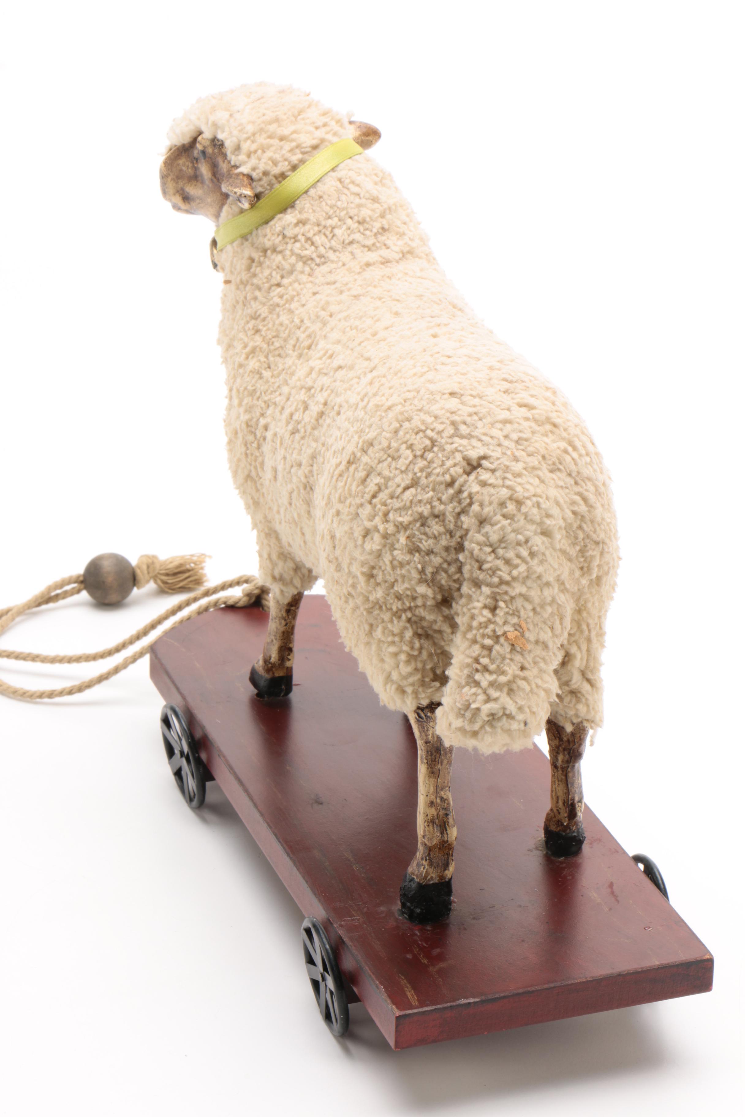 Ragon House Collection Plush Sheep Decorative Pull Toy