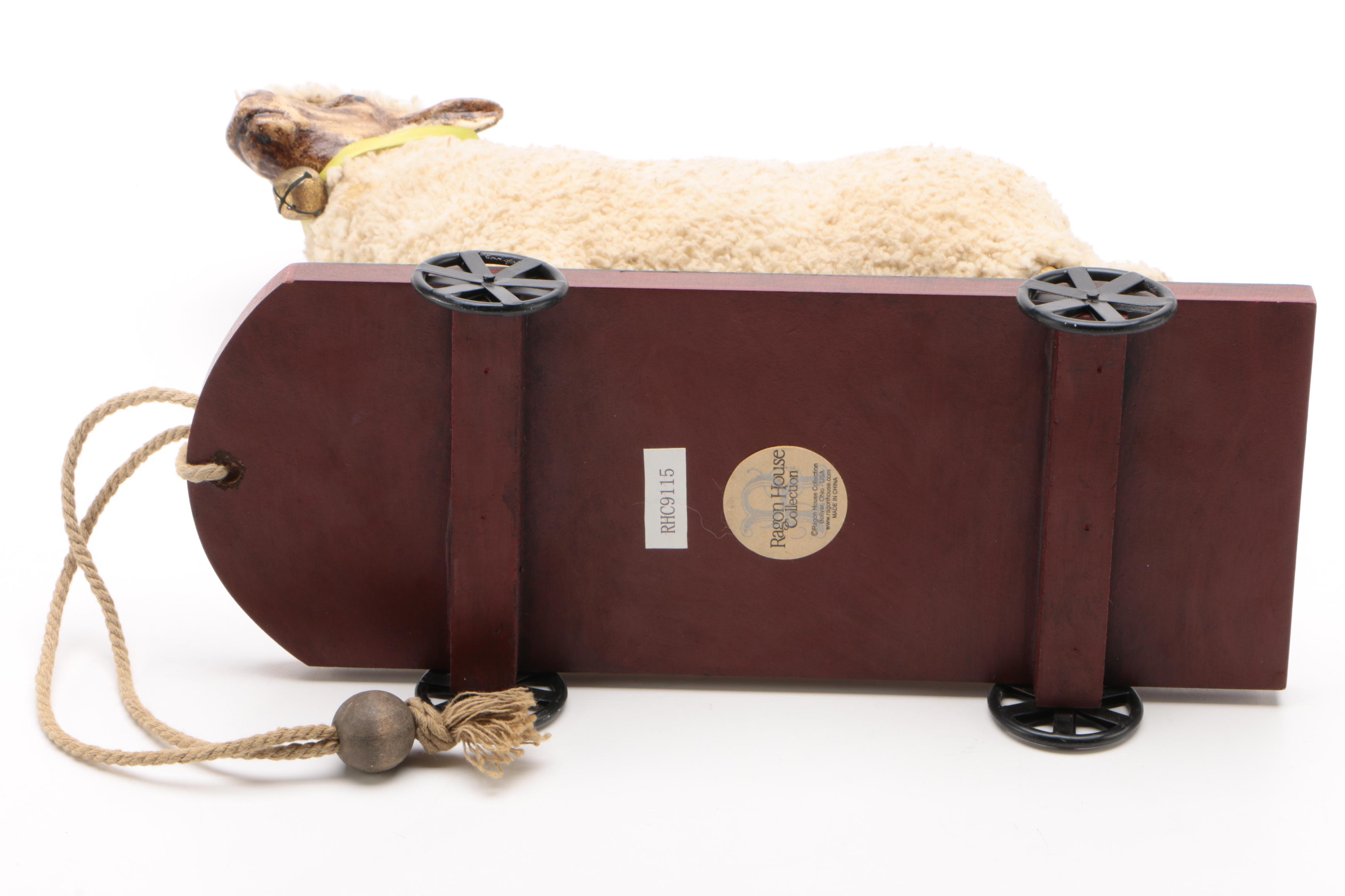Ragon House Collection Plush Sheep Decorative Pull Toy