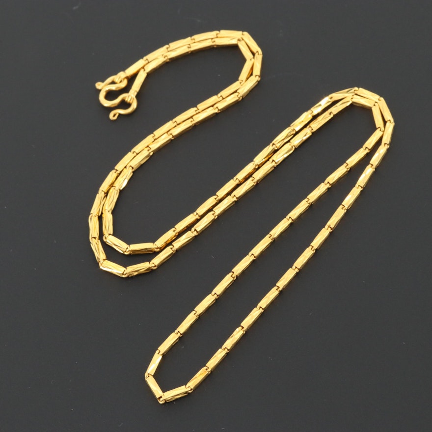 Thai 22K Yellow Gold Baht Chain Necklace