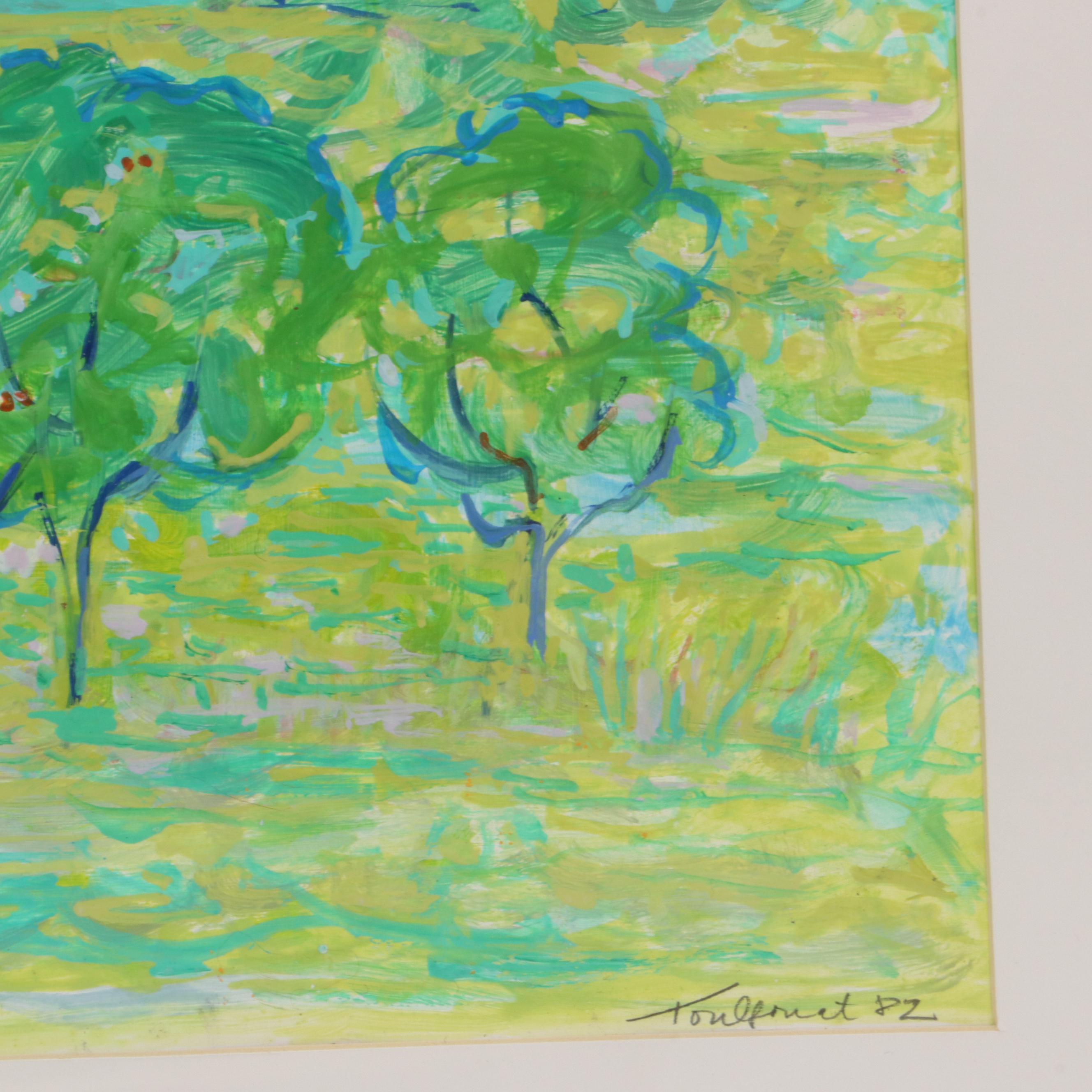 Jean Marie Toulgouat Oil Painting "Ah, Les Beaux Arbres"