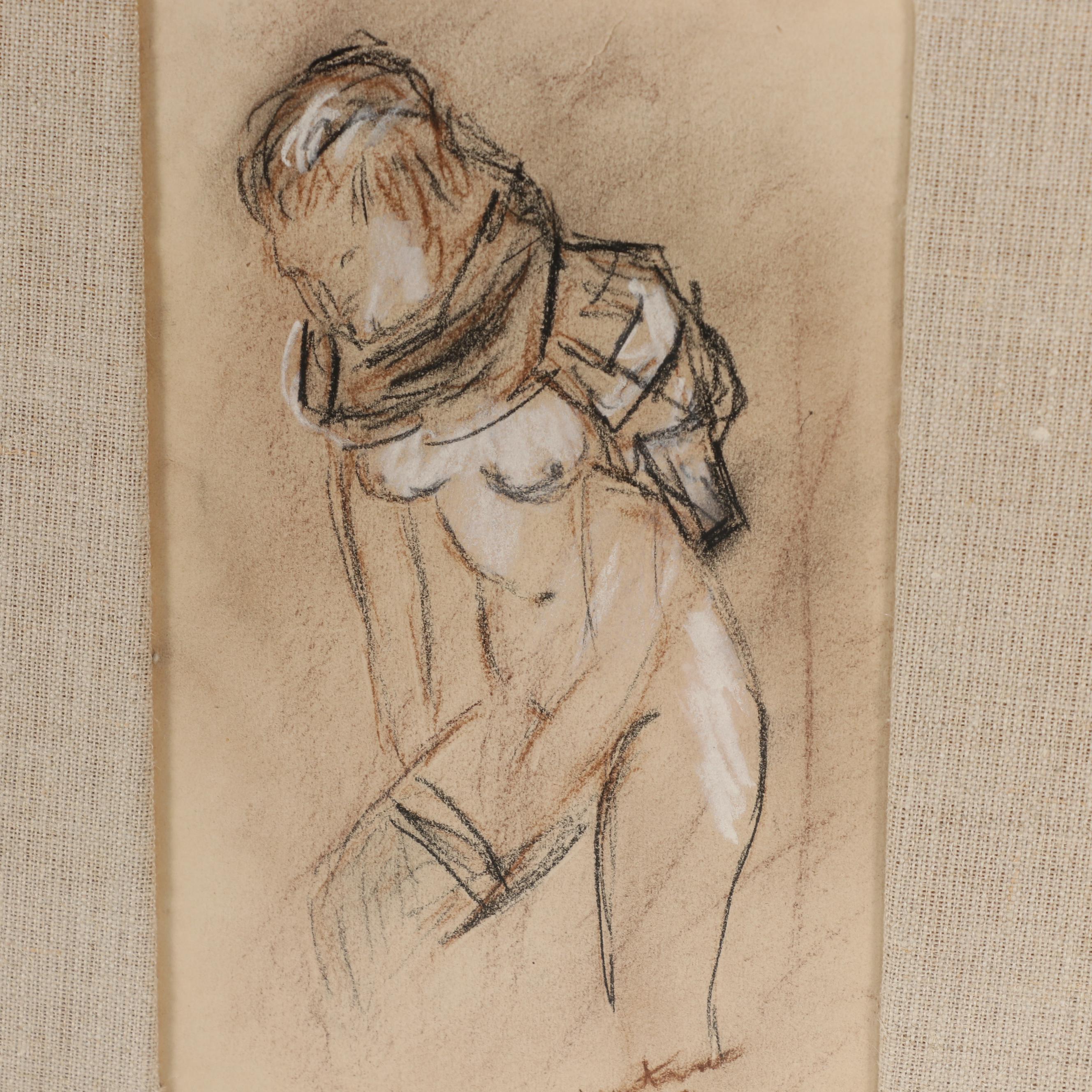 Copy Pencil Drawing After Toulouse-Lautrec "Woman Putting on Her Stocking"