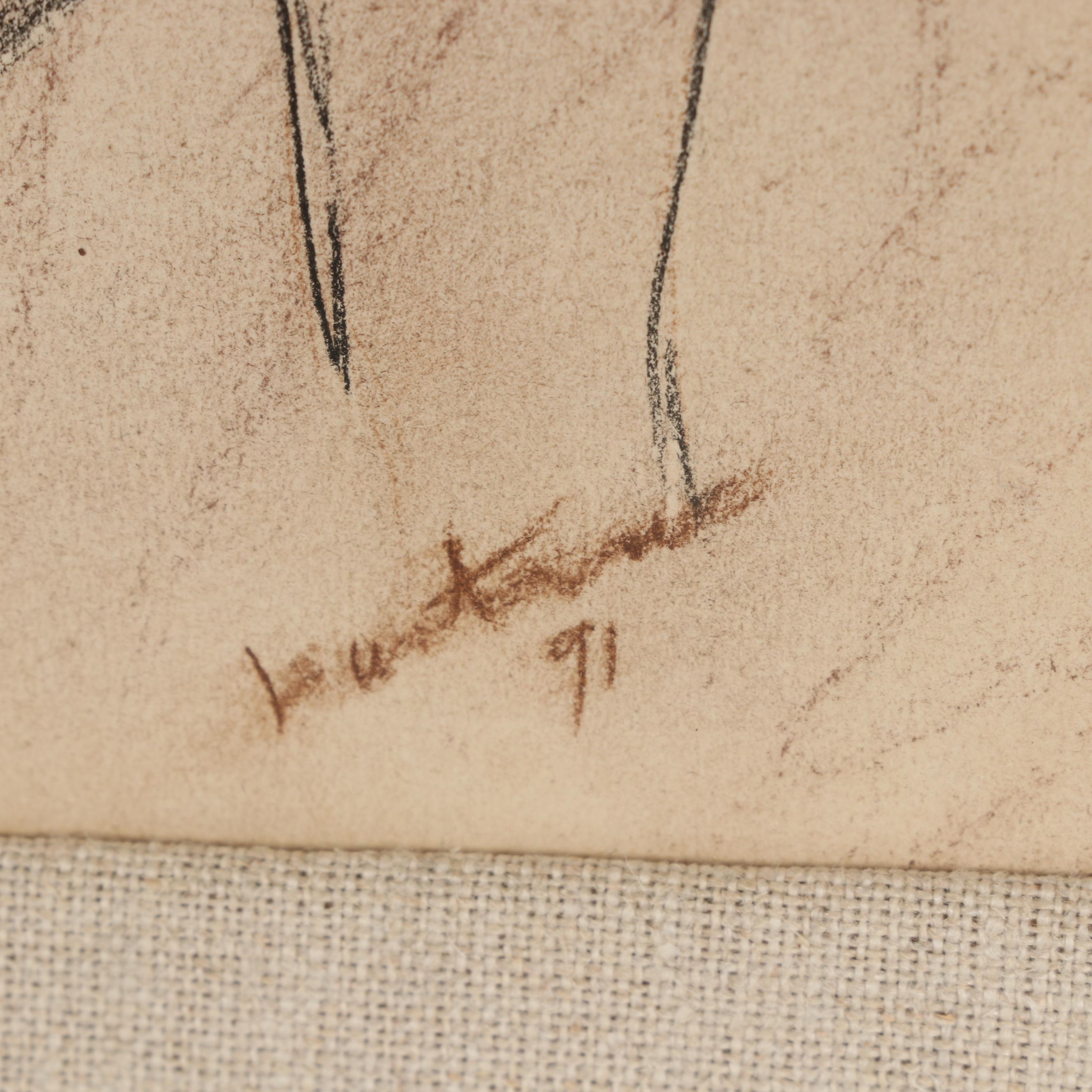 Copy Pencil Drawing After Toulouse-Lautrec "Woman Putting on Her Stocking"