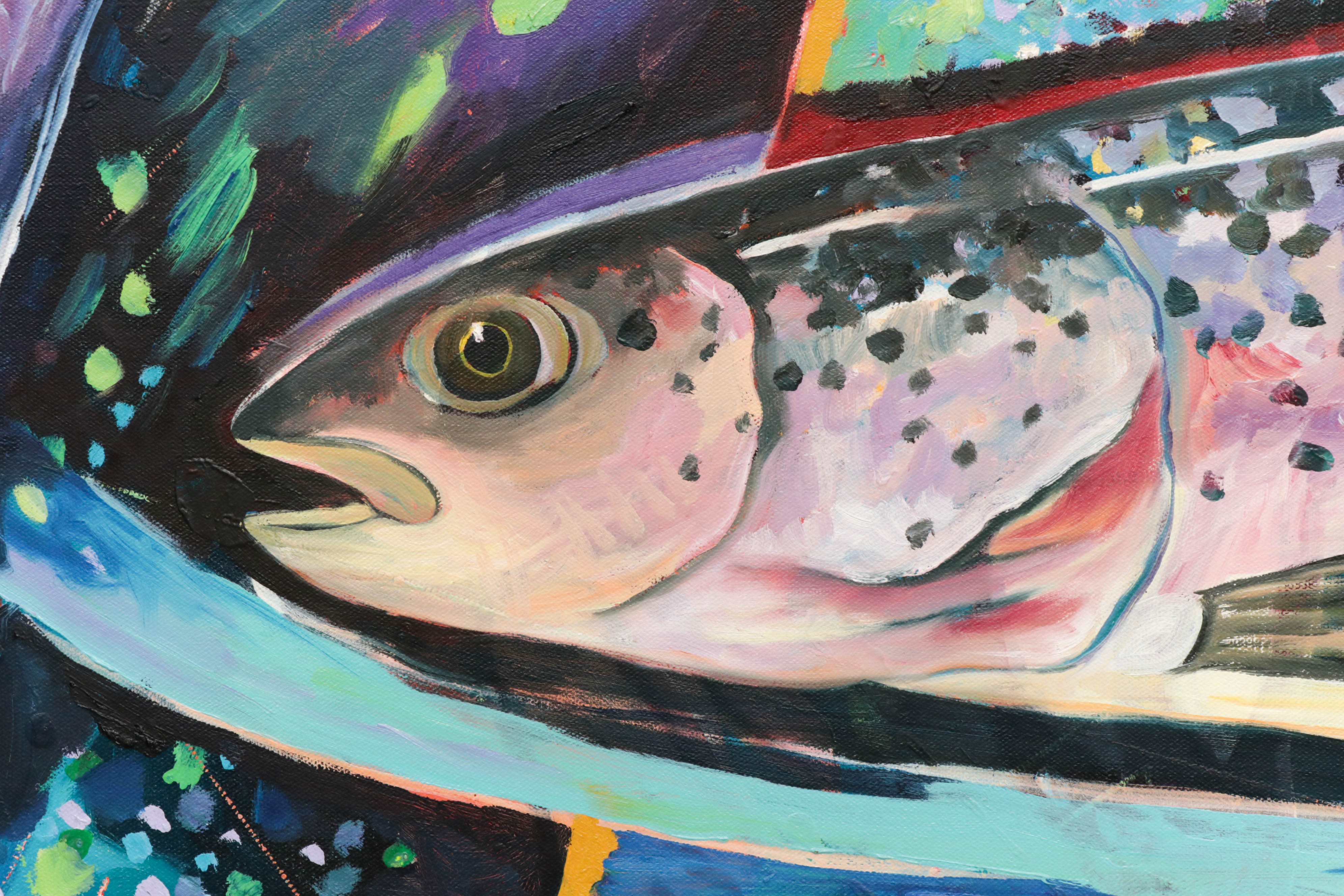 Richard J. Frank Three Panel Oil Painting "Hibiscus"