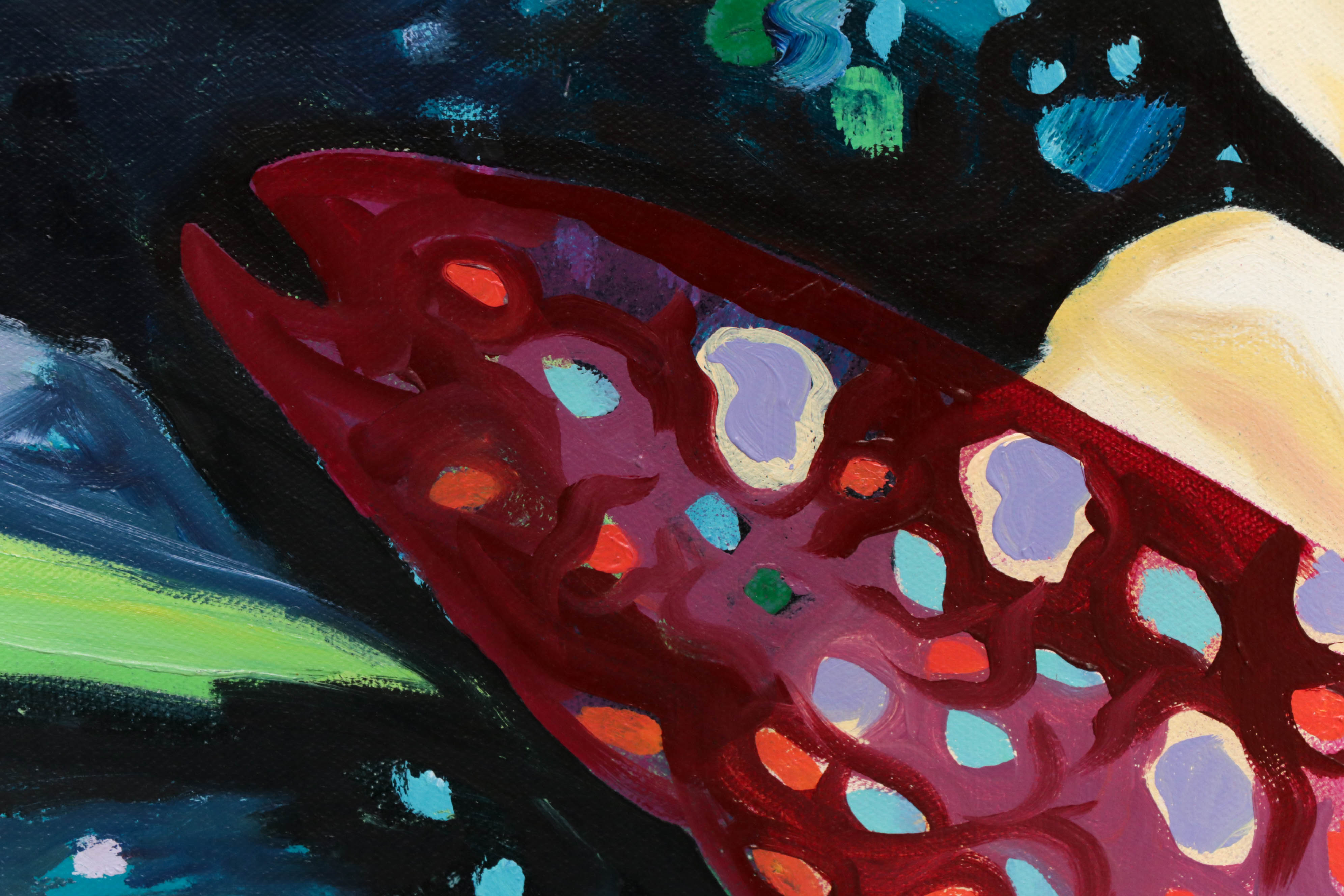 Richard J. Frank Three Panel Oil Painting "Hibiscus"