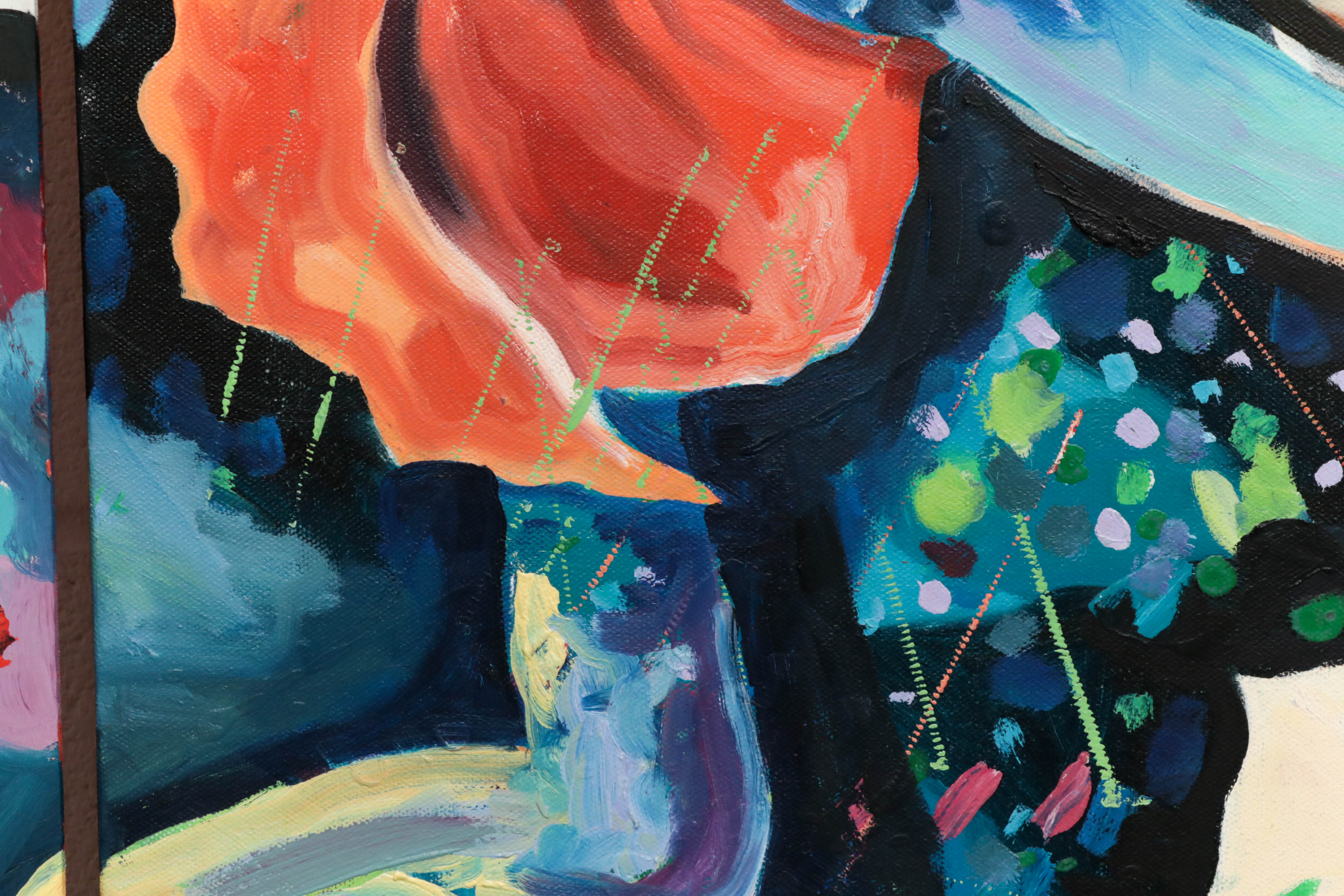 Richard J. Frank Three Panel Oil Painting "Hibiscus"