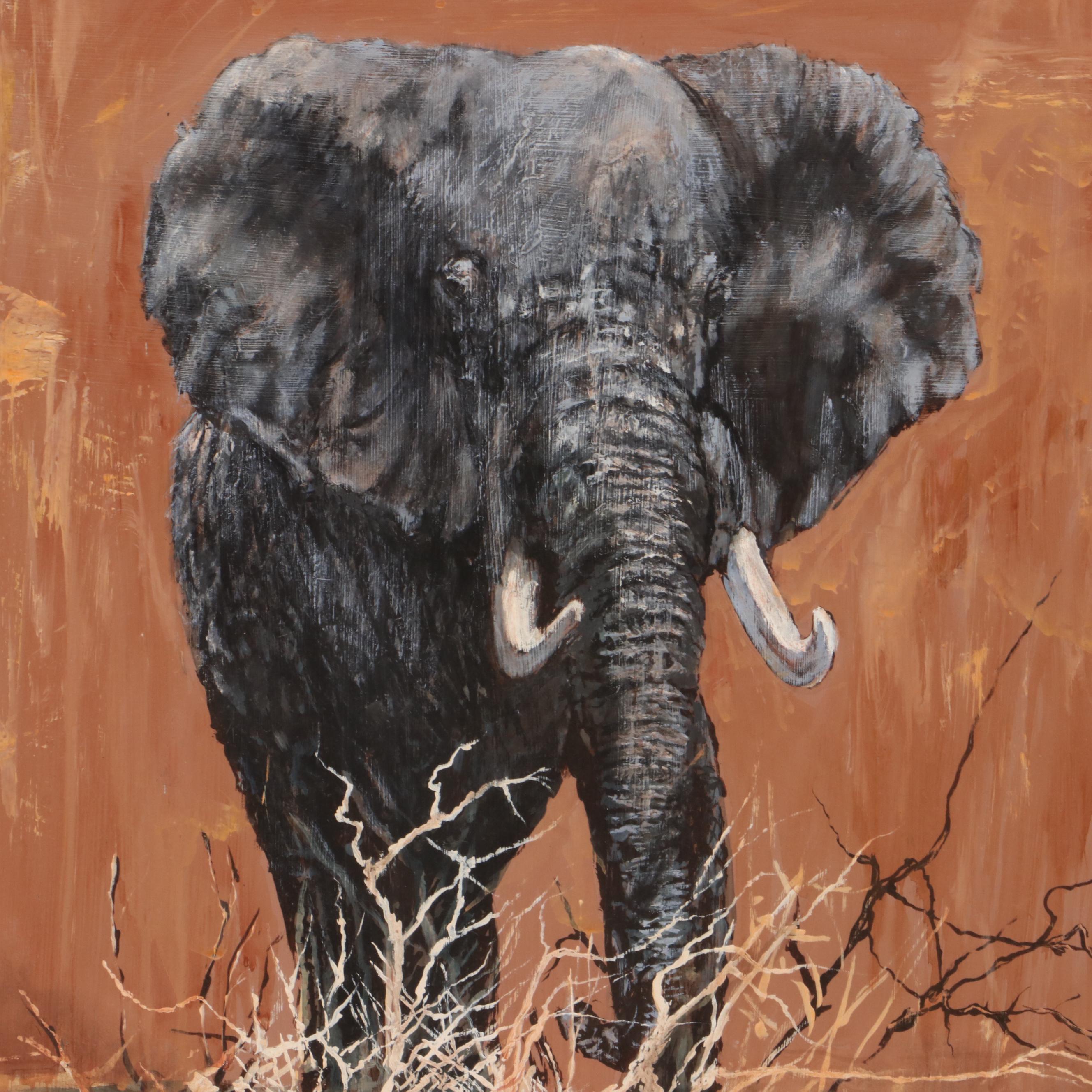 Robert Schoellkpf Oil Painting "Rogue Elephant"