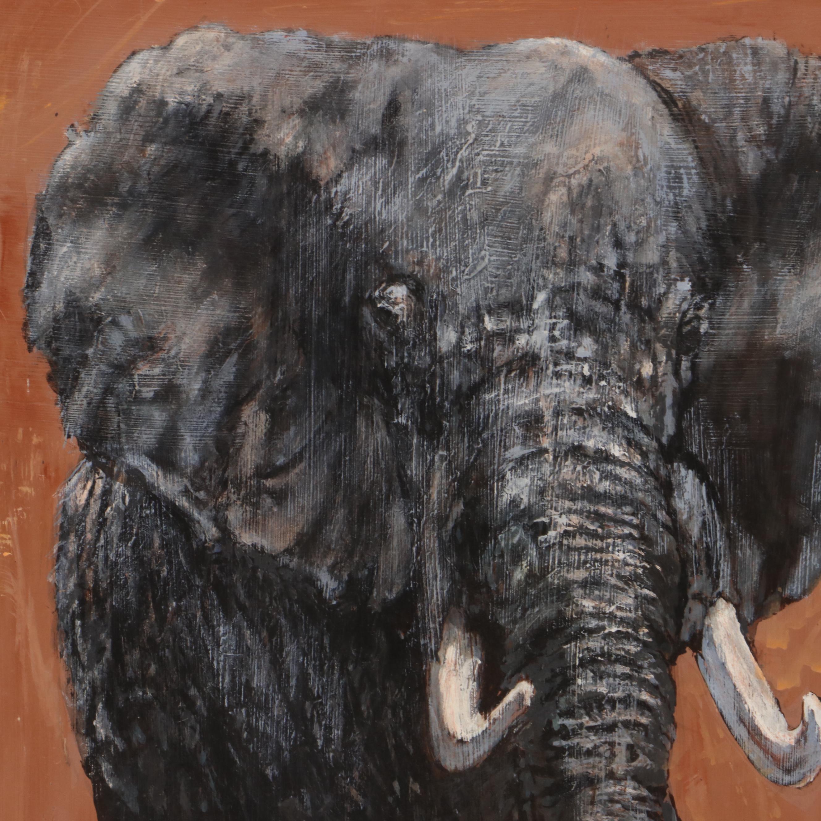 Robert Schoellkpf Oil Painting "Rogue Elephant"