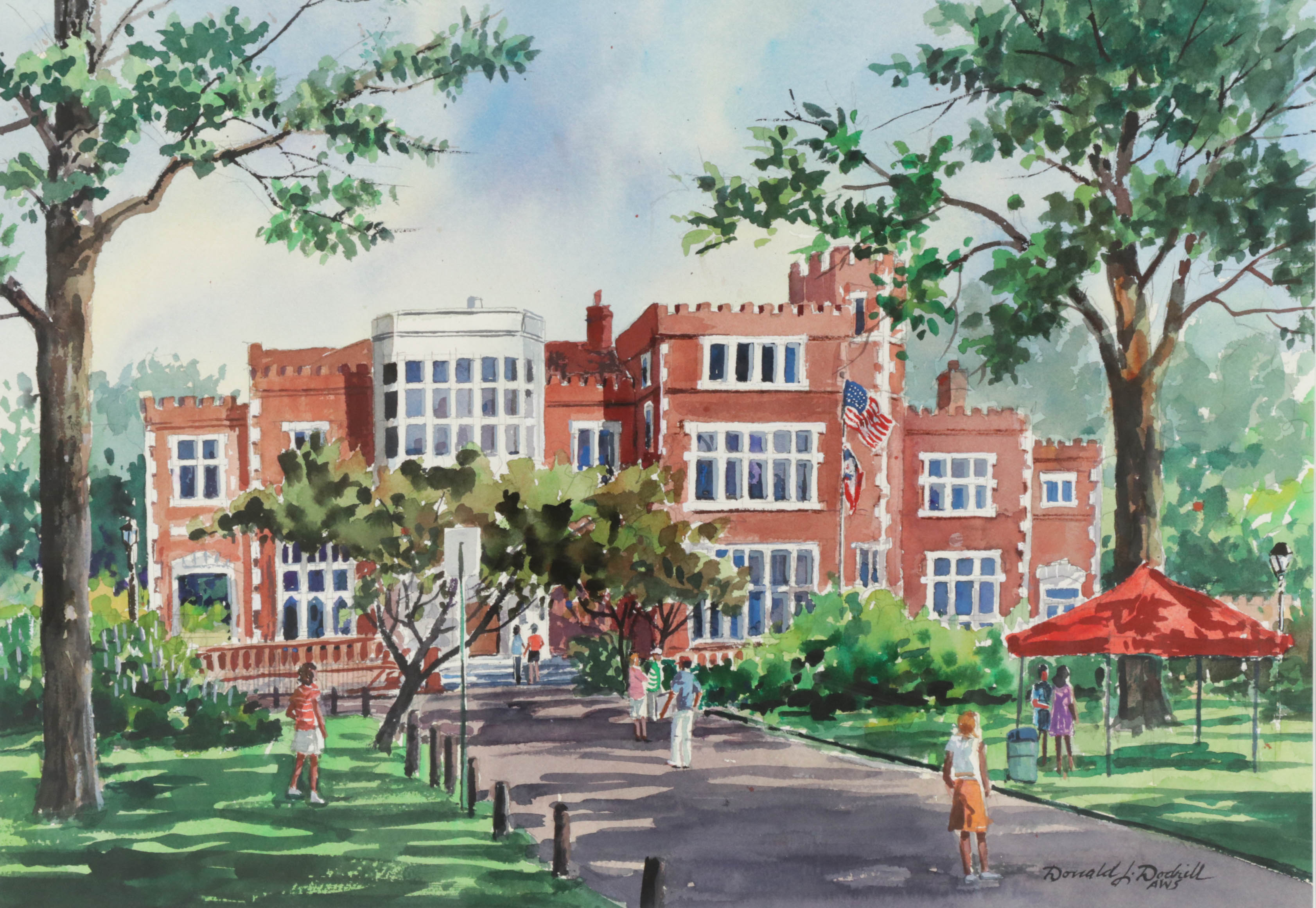 Donald L. Dodrill Watercolor Painting "The Jeffrey Mansion"