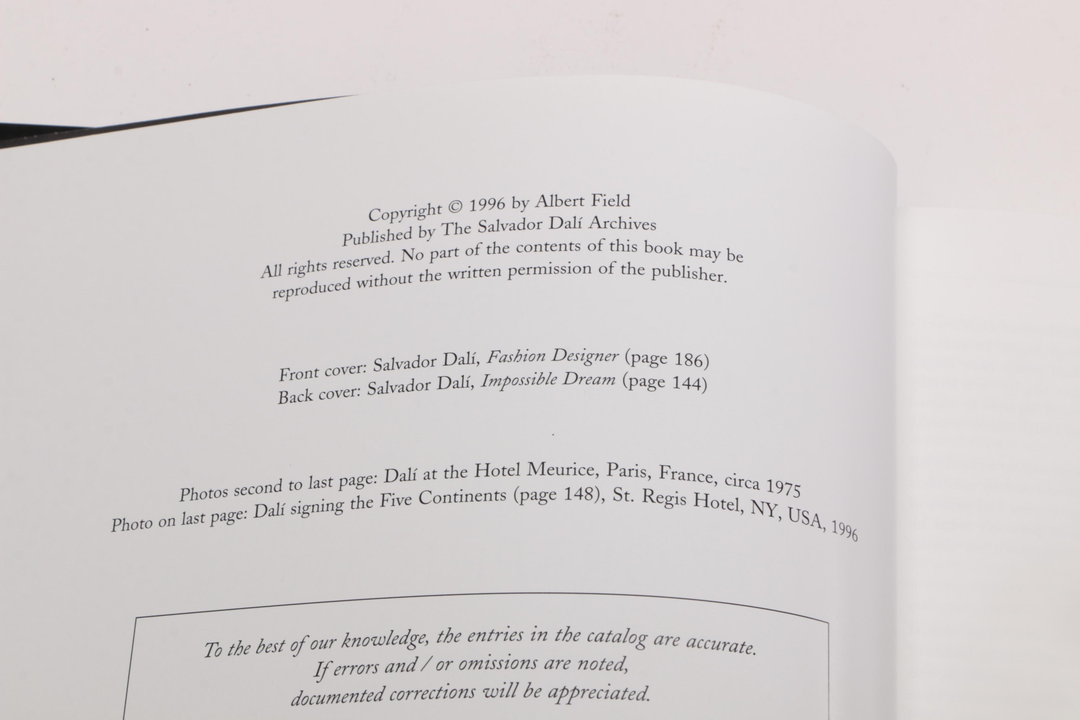 Authorized "The Official Catalog of the Graphic Works of Salvador Dalí" by Field