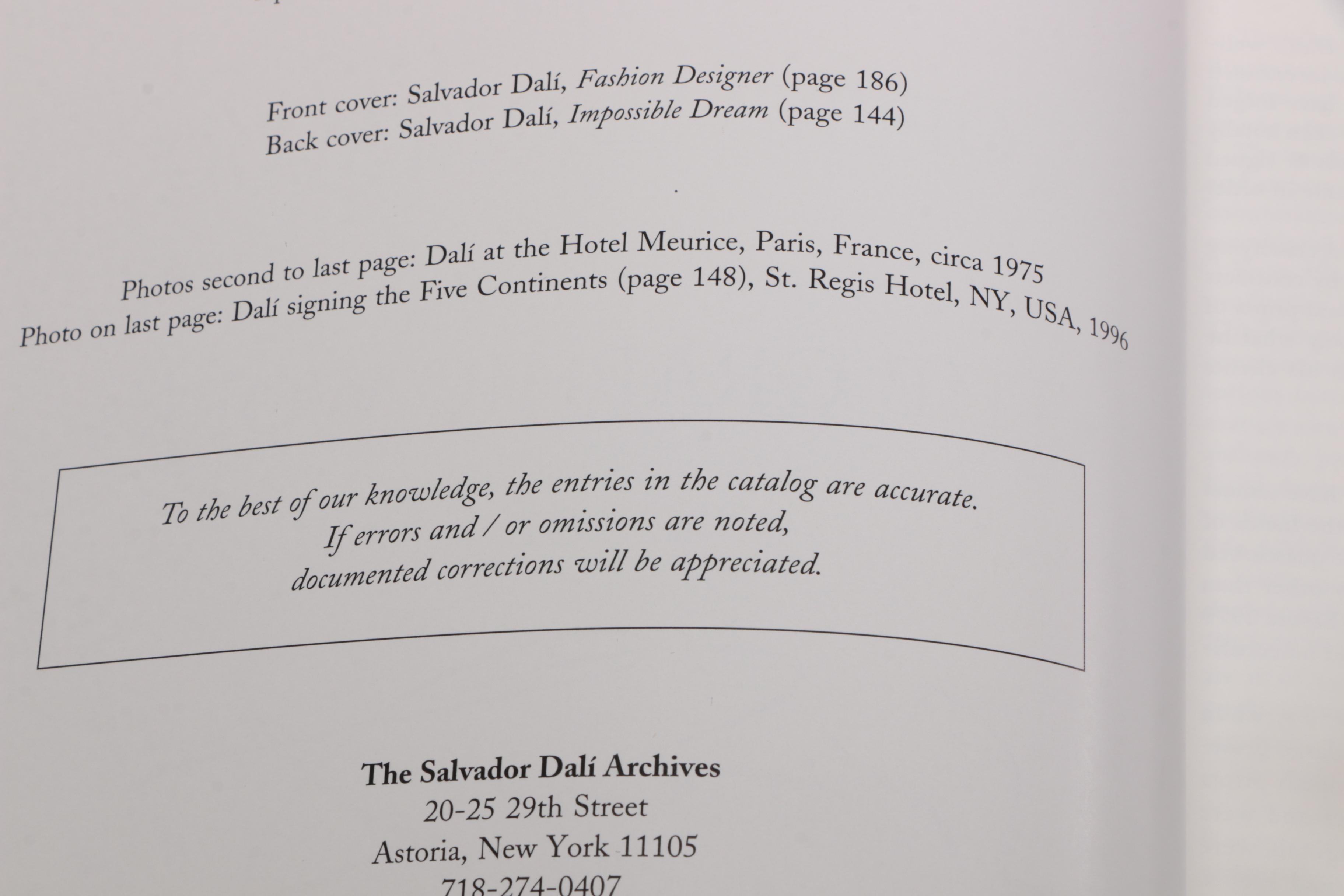 Authorized "The Official Catalog of the Graphic Works of Salvador Dalí" by Field