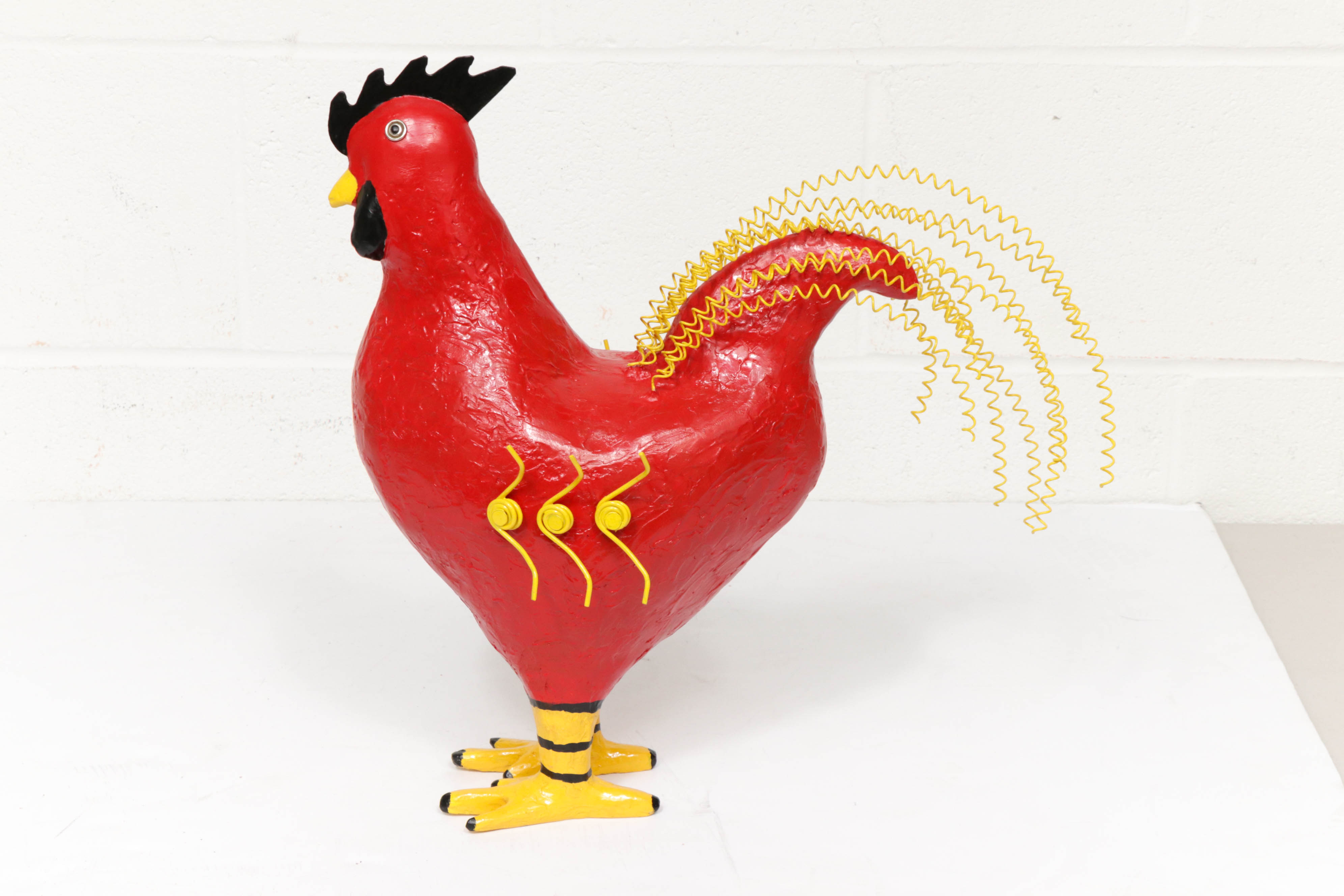 Mark Rosen Folk Art Chicken Mixed Media Sculpture