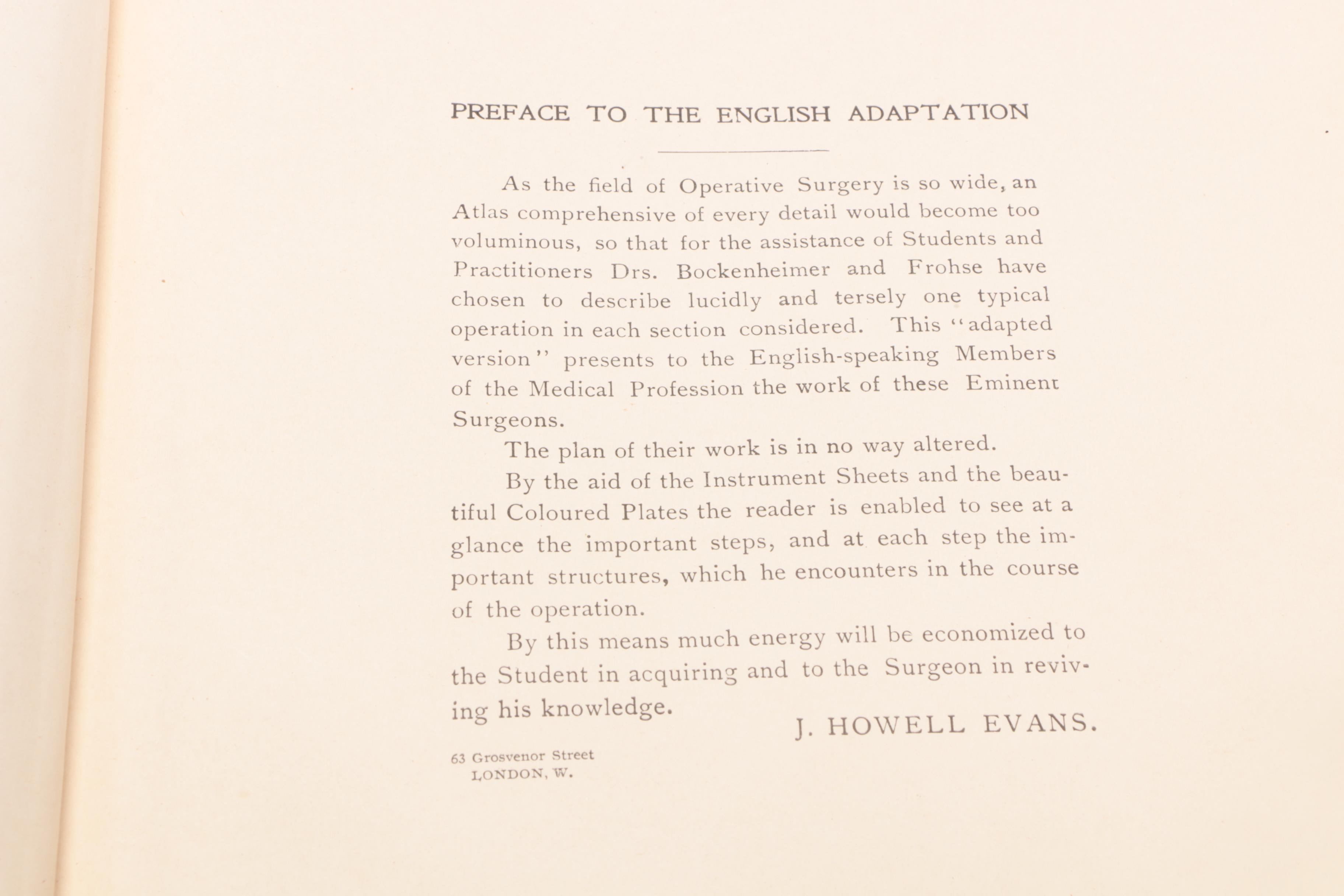 1906 "Atlas of Typical Operations in Surgery" by Bockenheimer and Frohse