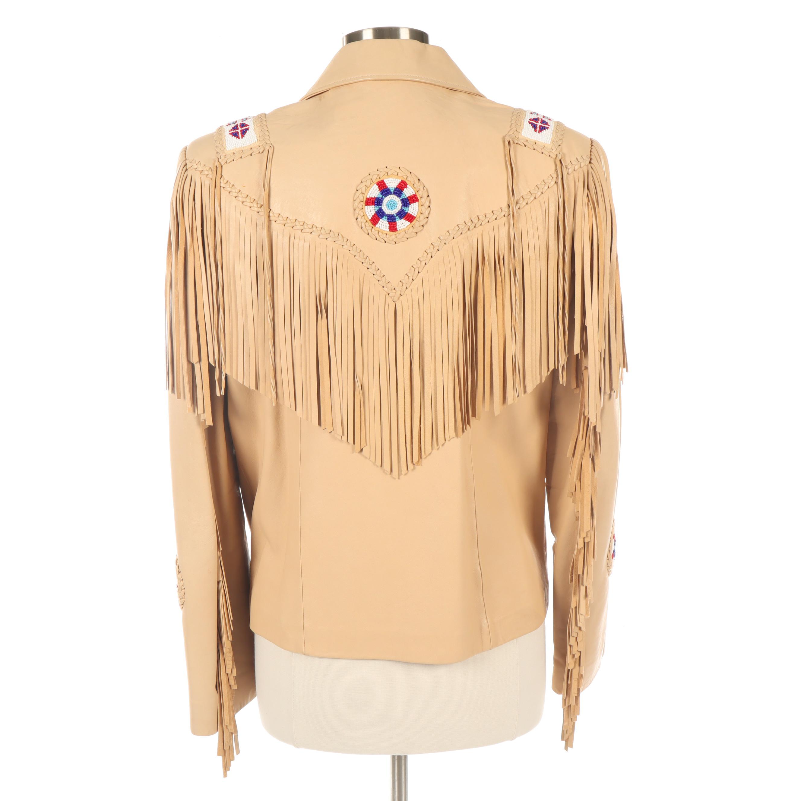 Arturo Beaded and Leather Fringed Jacket with Braided Trim