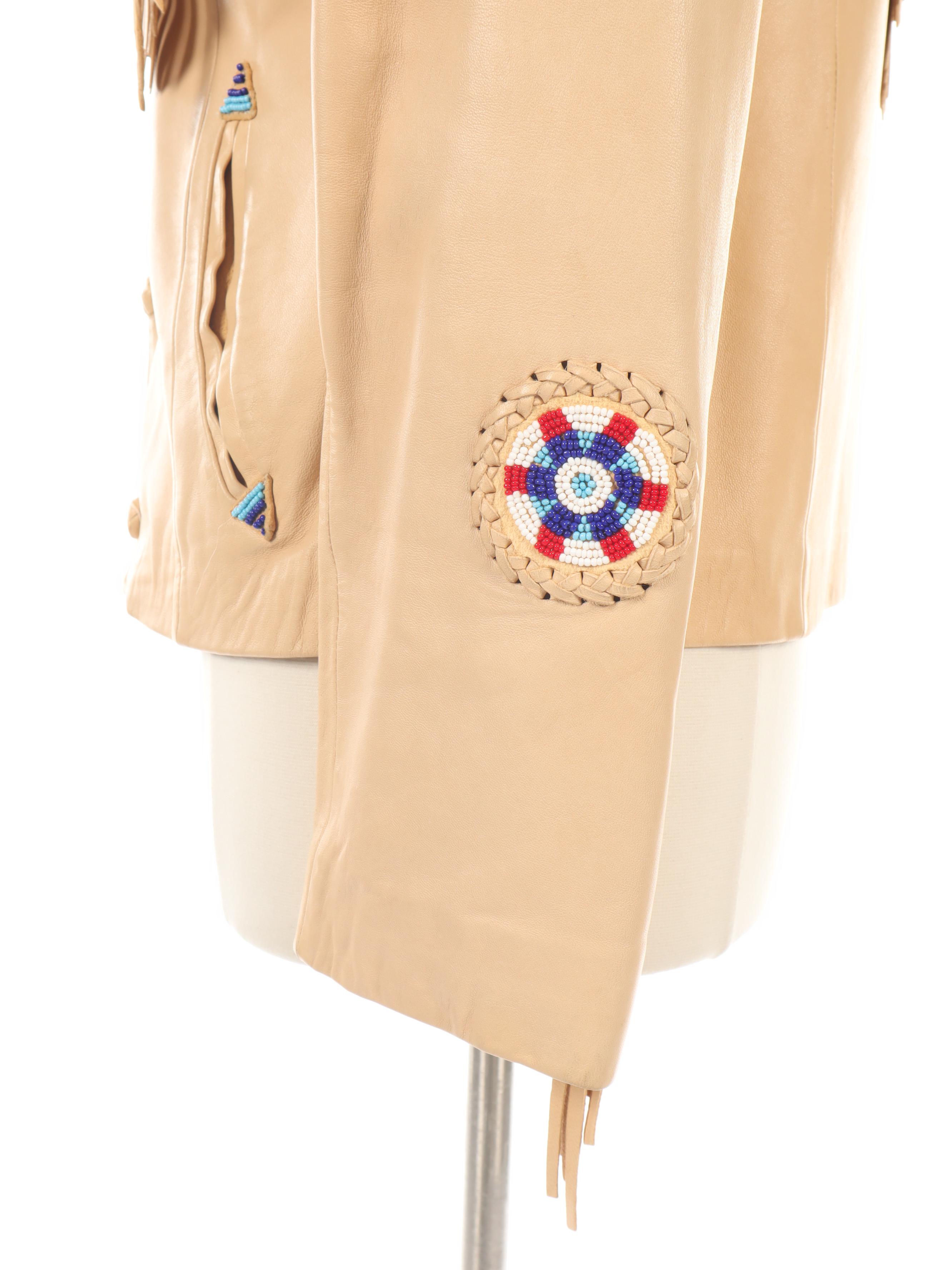 Arturo Beaded and Leather Fringed Jacket with Braided Trim