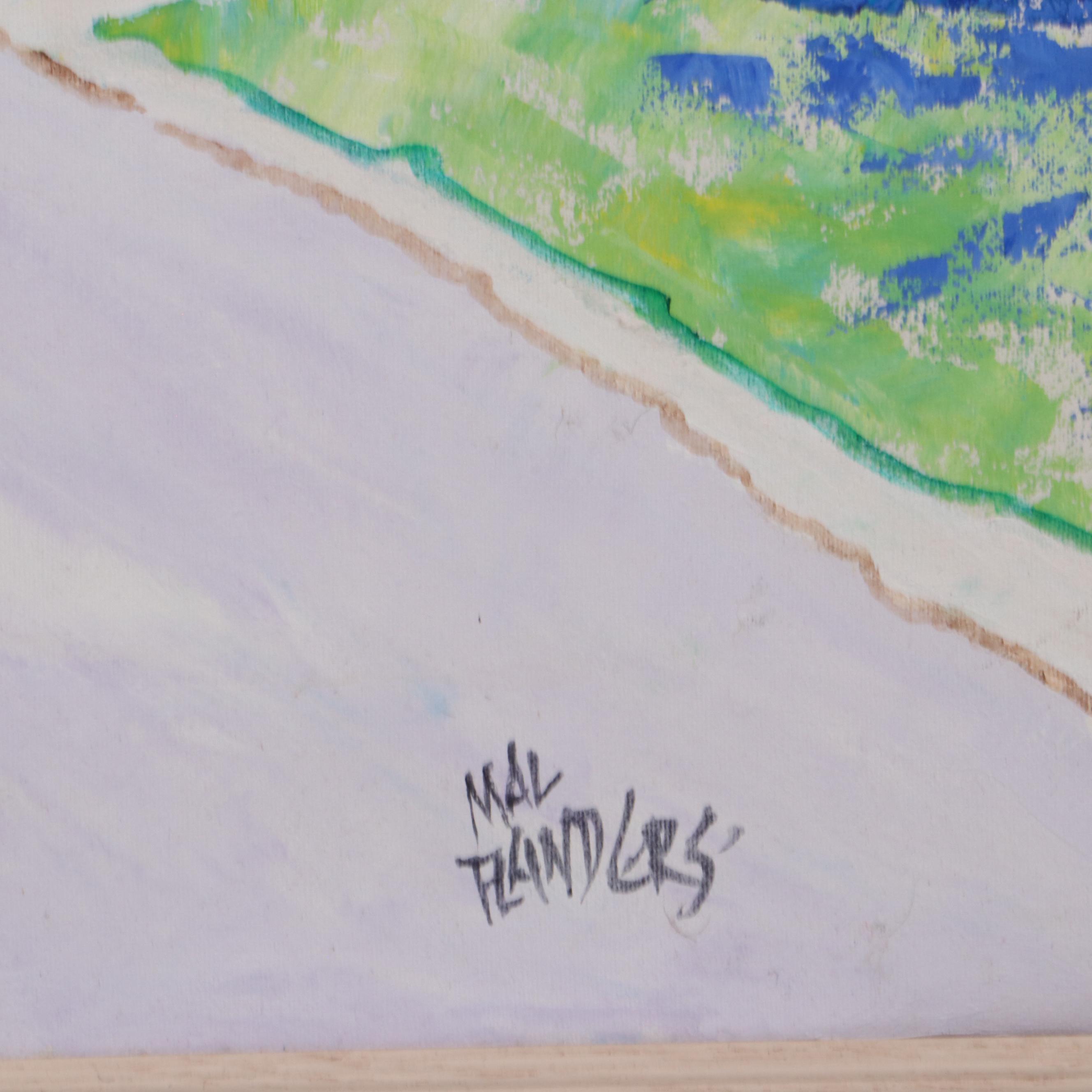 Mal Flanders Oil Painting of Suburban Street Scene