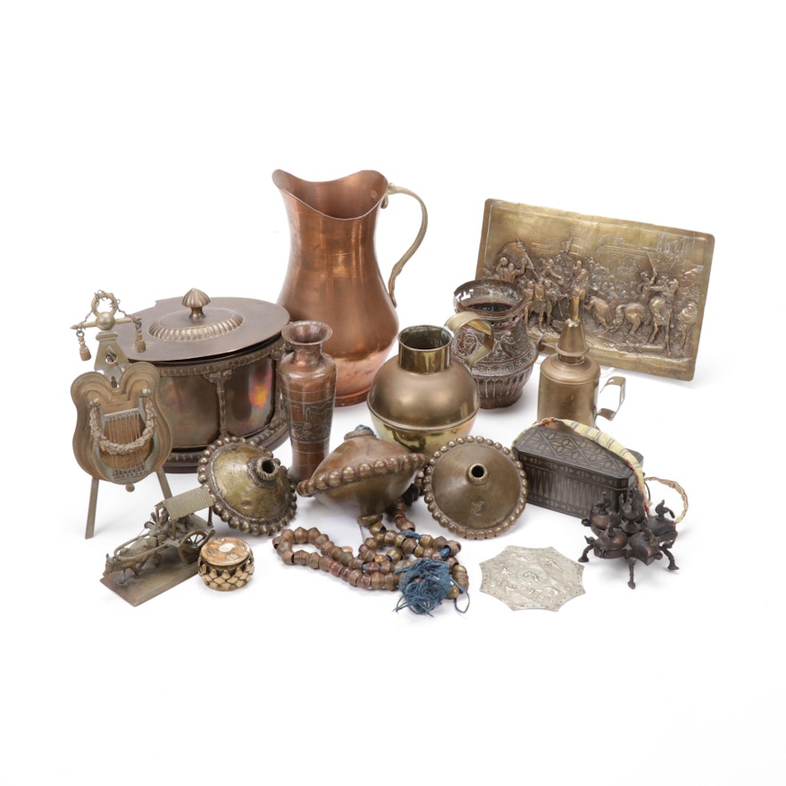 Bronze and Copper Houseware Collections Including Spice Safe