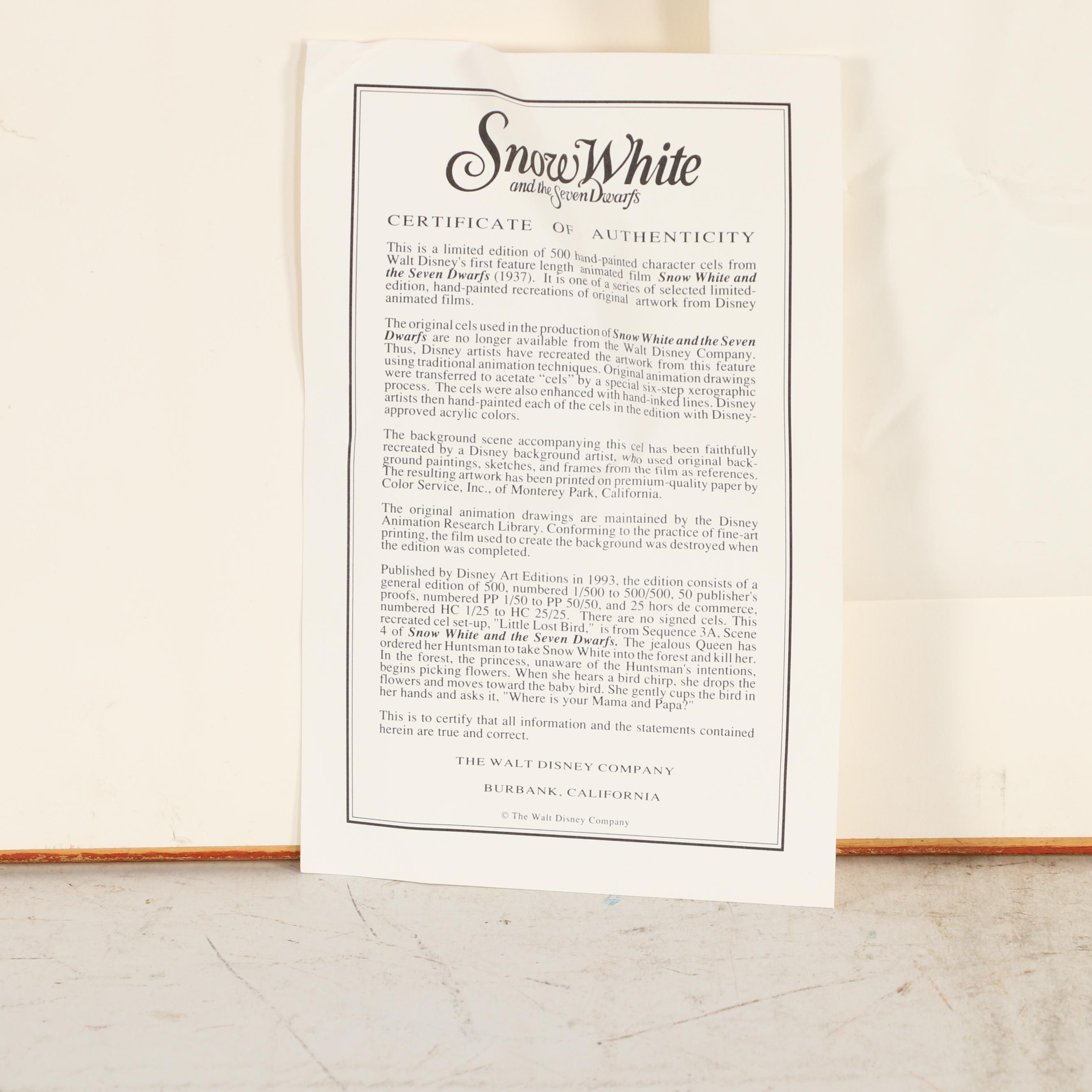 Disney Hand Painted Animation Cel "Little Lost Bird", 1993