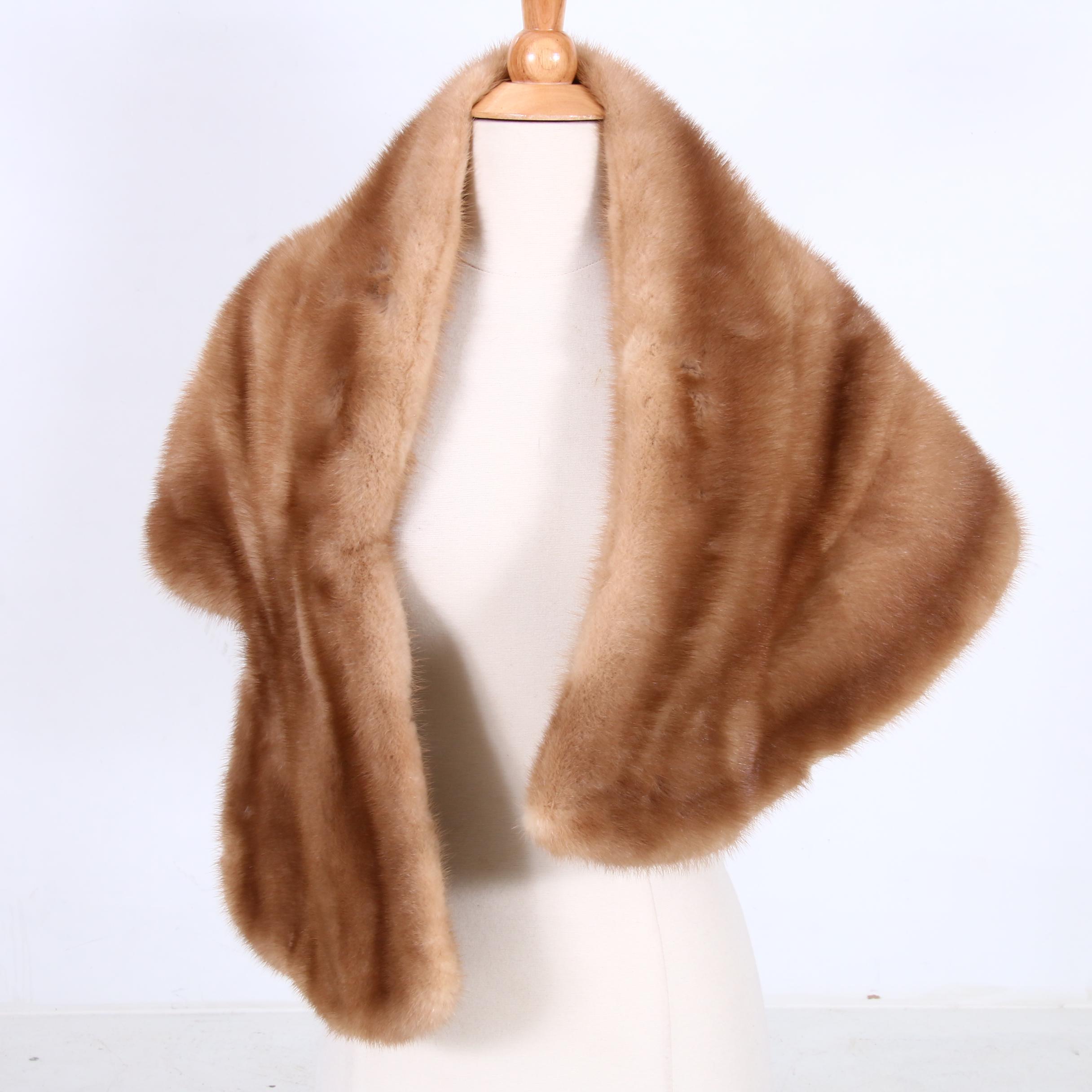 Pastel Mink Fur Stole from Gartenhaus Furs, Vintage
