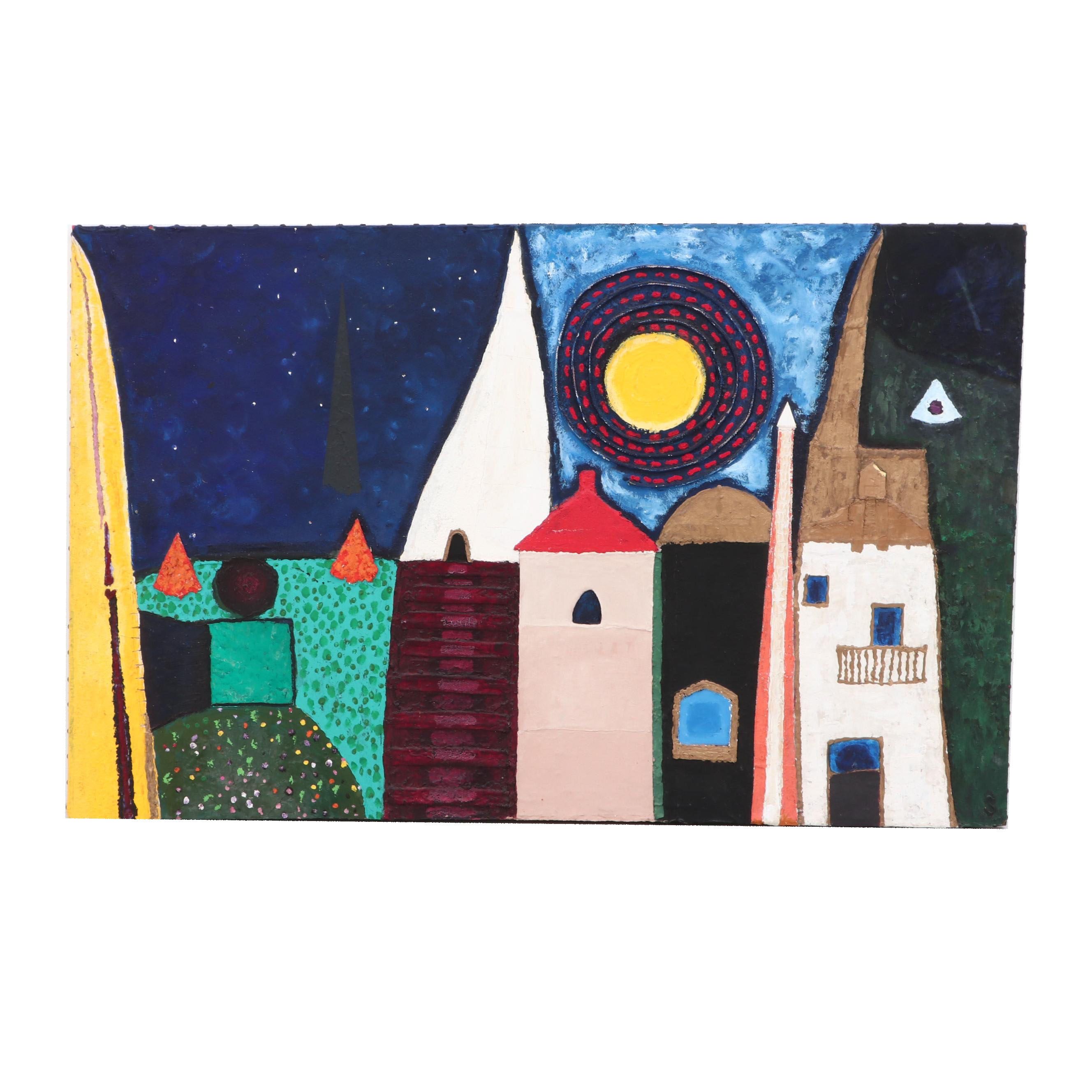 Francisco Sainz Abstract Cityscape Mixed Media Painting