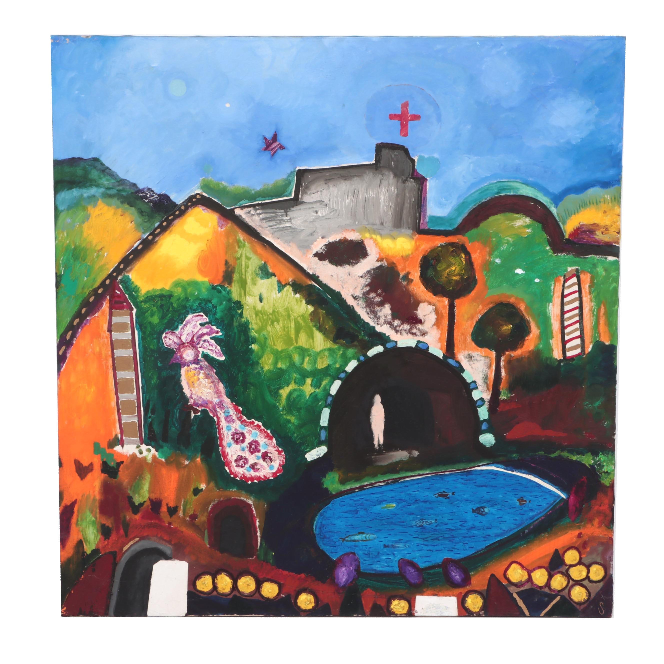 Francisco Sainz Abstract Landscape Oil Painting